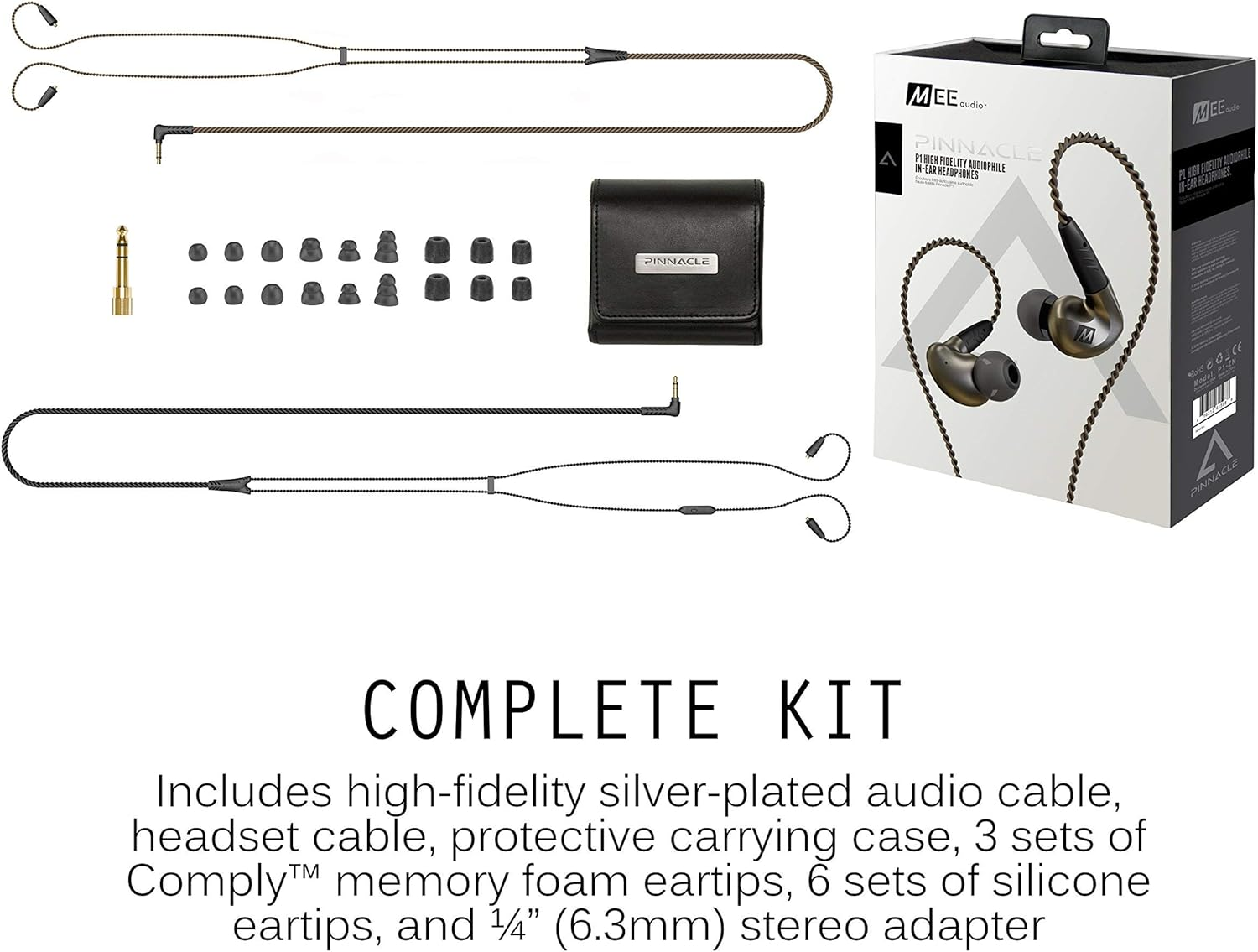 MEE Audio Pinnacle P1 High Fidelity Audiophile In-Ear Headphones with Detachable Cables