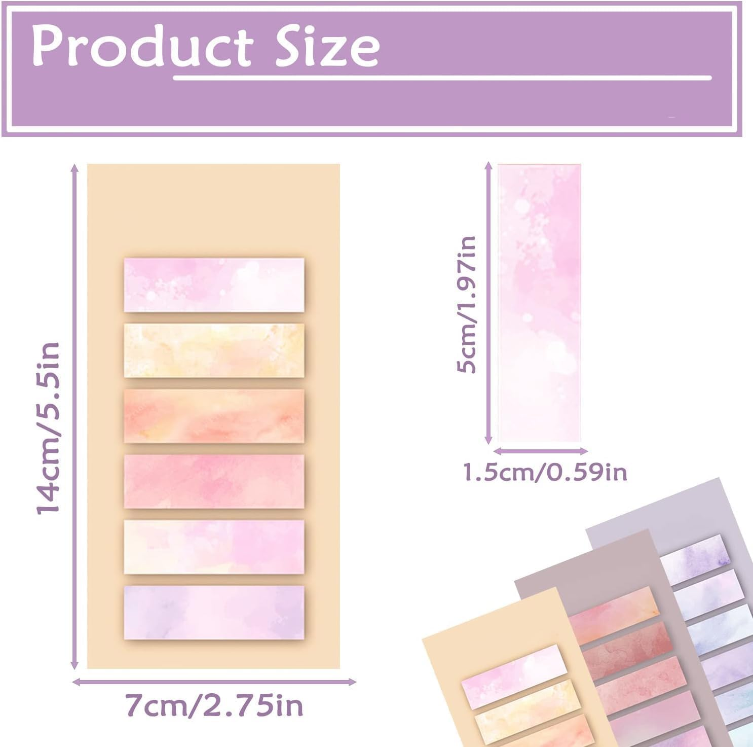 YJSPARKK Sticky Index Tabs Page Markers,8 Pack Gradient Writable and Repositionable Book Flags Markers Label Stickers Index Tabs Notes for Page Marking Classify File（Random） image number 3