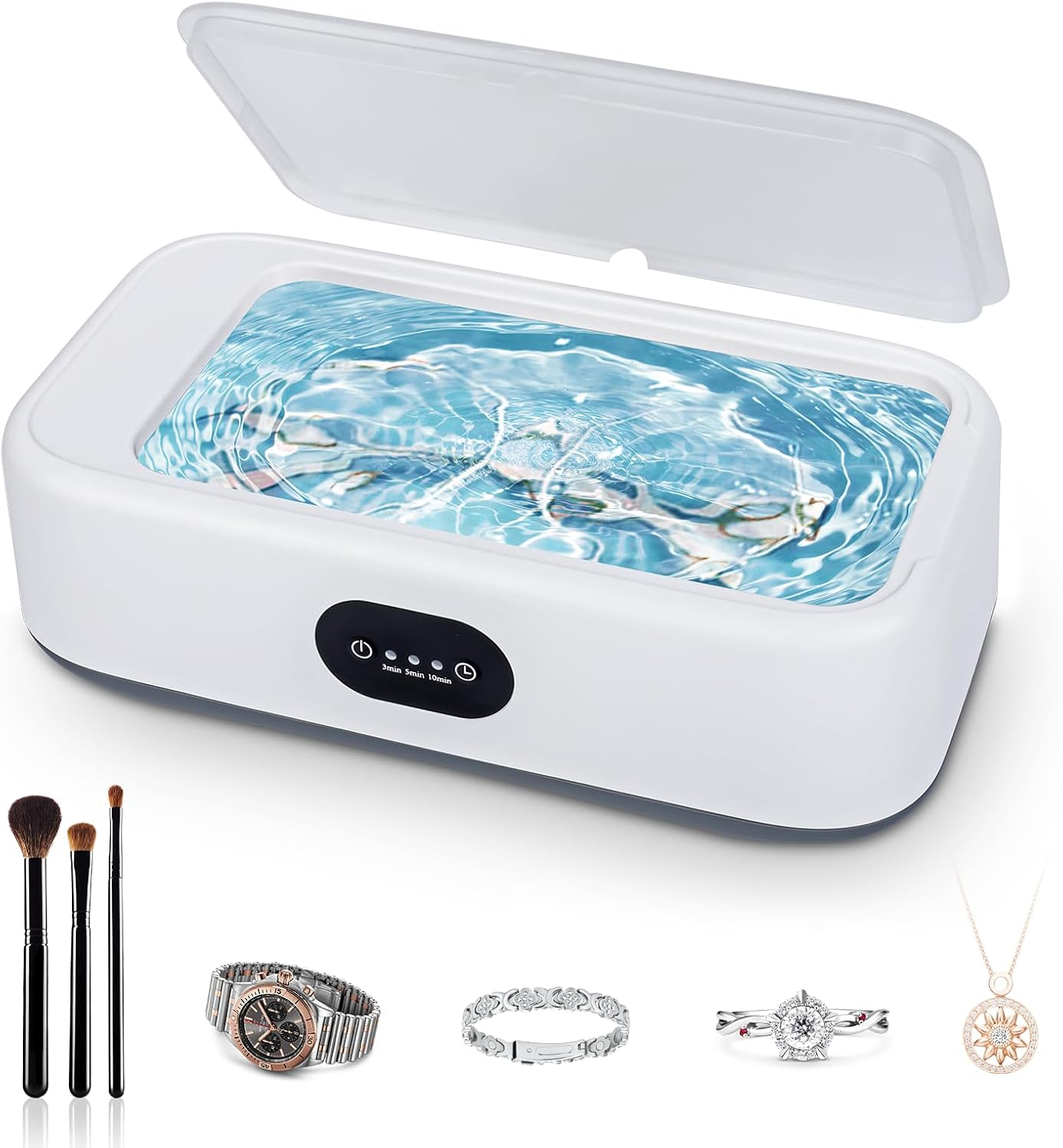 Romon Ultrasonic Cleaning Device, Glasses Cleaning Device, Ultrasonic Cleaner, Glasses, Ultrasonic Bath, Sonic Ultrasonic Cleaner with Digital Timer for Glasses, Coins