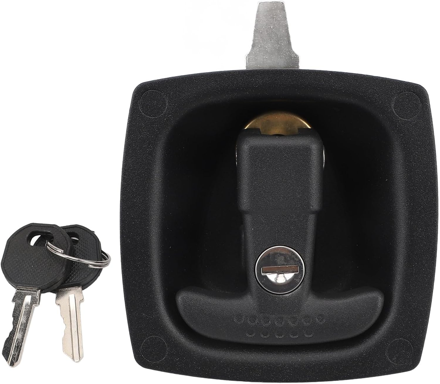 T Handle Latch for RV, Zinc Alloy Construction, Compression Lock Design, Proof Water Outdoor Lock, Matte Surface Treatment, Black, Fits for RV Trailer image number 1