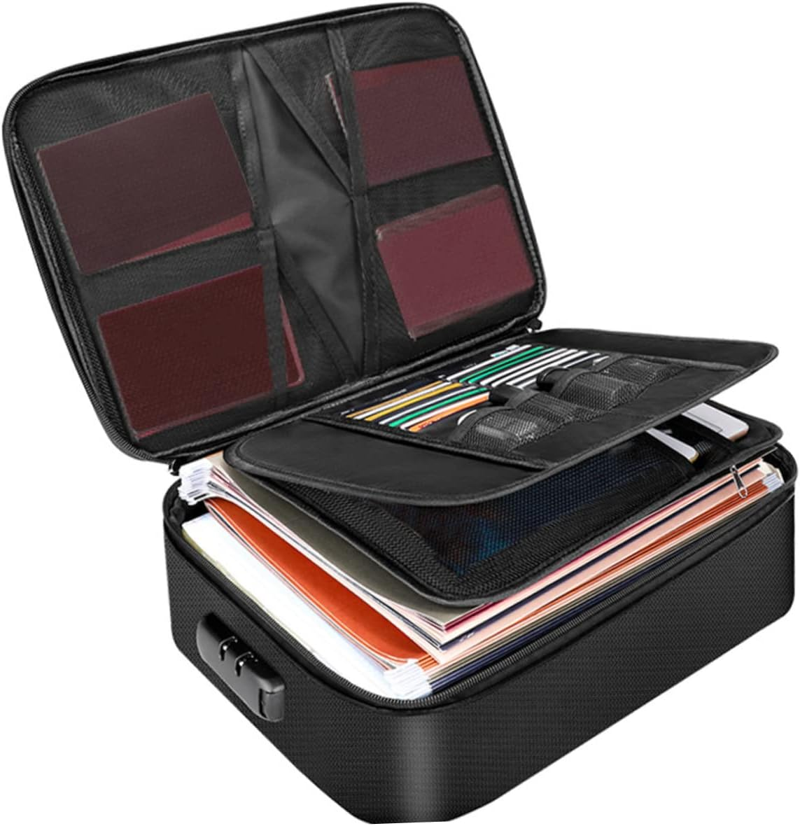 Fireproof Money Safe Document Bag Fireproof File Bag Safety Security Organizer image number 2