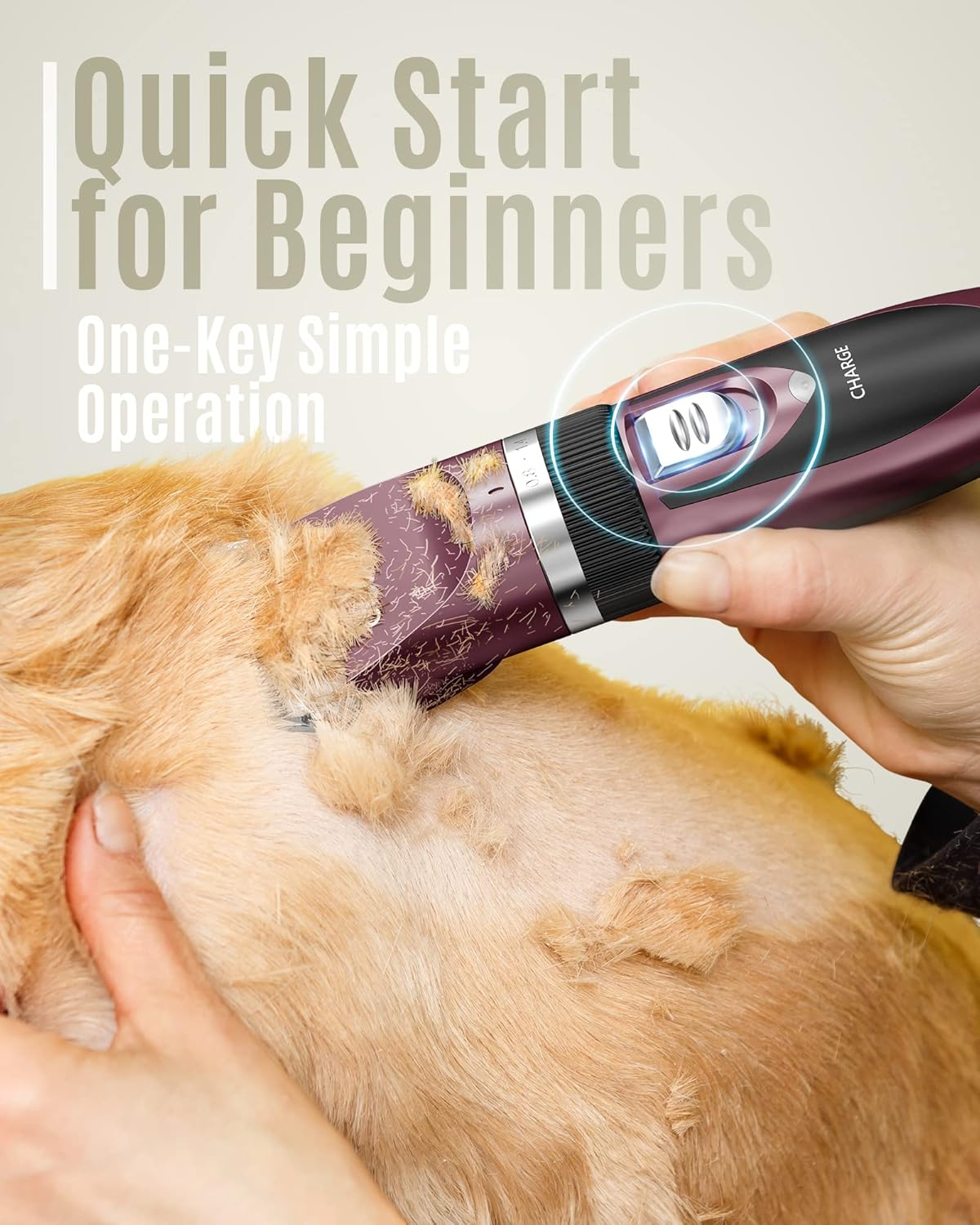 Oneisall Quiet Professional Dog and Cat Clippers - Electric Pet Hair Trimmer, Cordless (Pink) image number 2