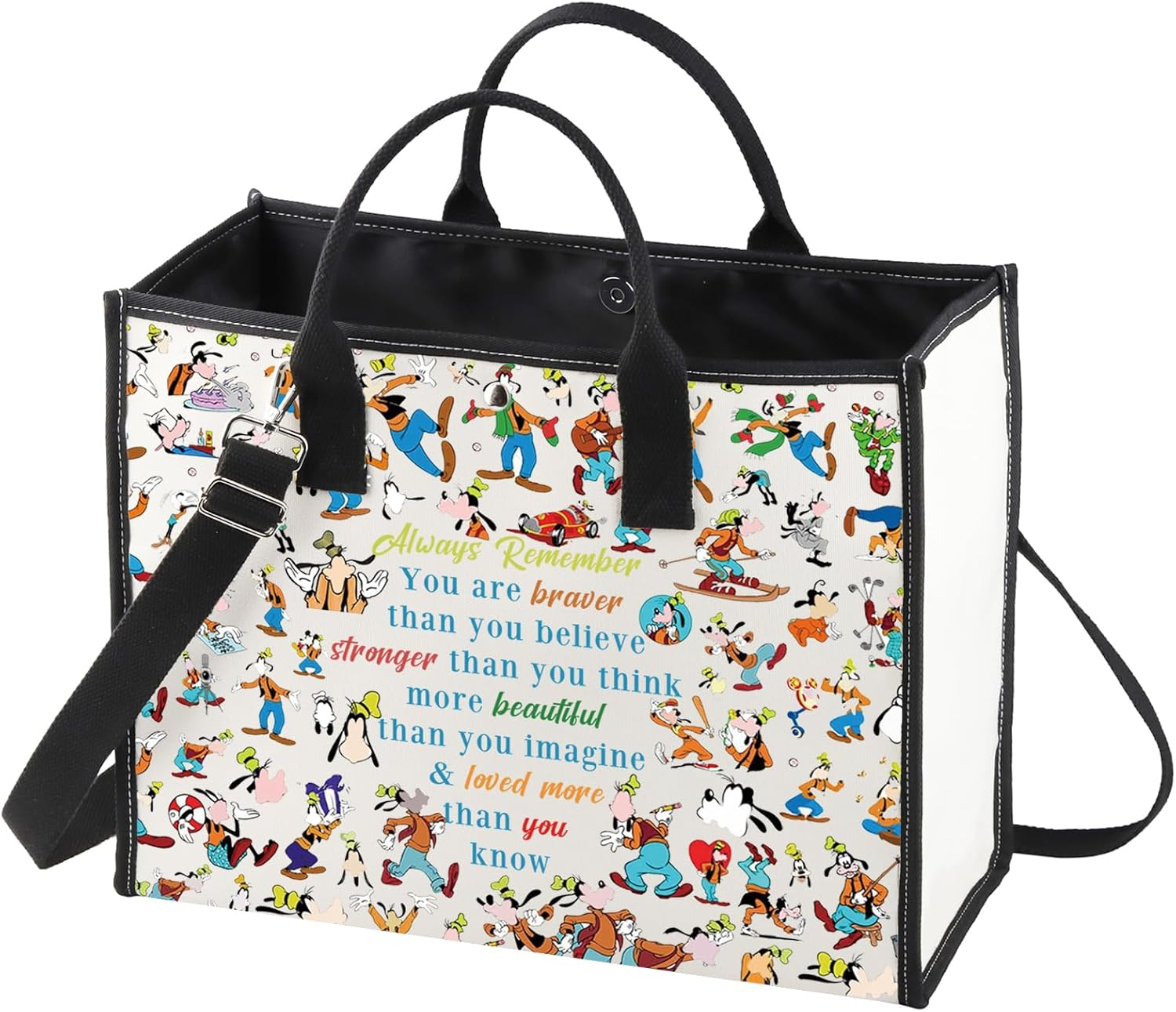 WZMPA Goofy Cosmetic Bag - Fans Gift 'You Are Braver Stronger Smarter than You Think' Makeup Zipper Pouch Merchandise, Goofy Always BL, Cosmetic Bag