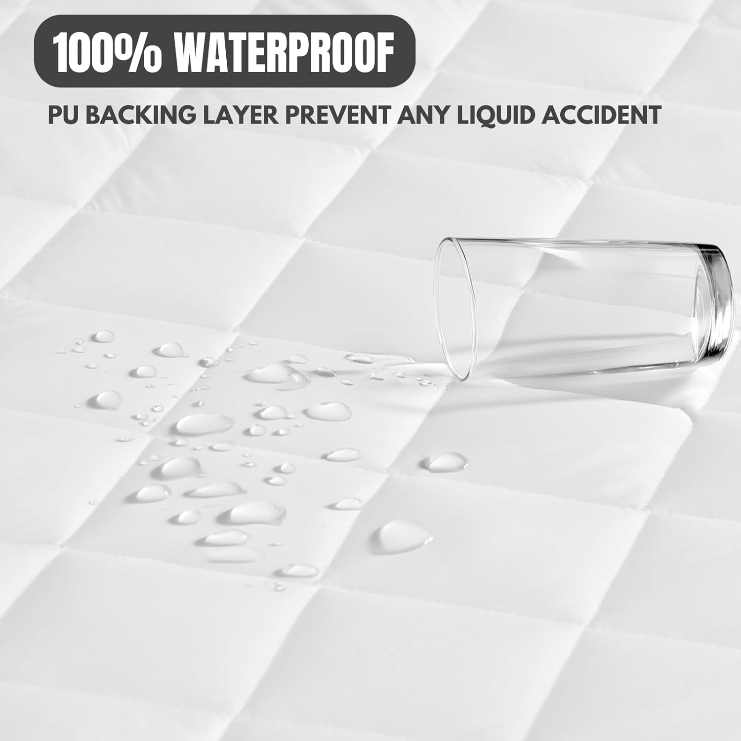 Quilted Waterproof Mattress Protector, JOMWEN Extra Deep Mattress Topper, Fitted Bed Cover, Comfortable and Machine Washable Bed Pad (White, Double 137 X 190+30Cm) image number 2