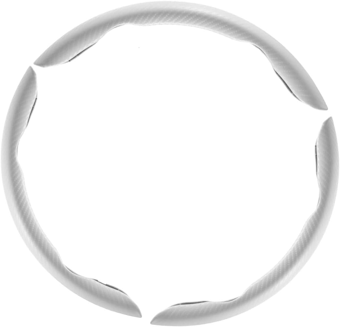 3-Piece Carbon Fiber Steering Wheel Cover Set &ndash; Anti-Slip Segmented & Butterfly Design Design Universal Fit for Most Cars, Segmented Wheel Protector Cover with Enhanced Grip (White) image number 1