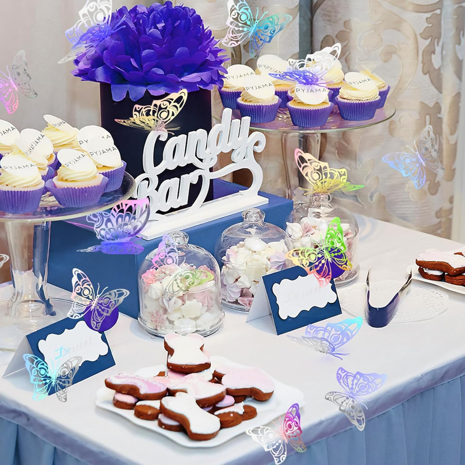 3D Butterfly Wall Decor,White Butterfly Decorations,3 Size Removable Butterflies with 72 Dot Glue for Nursery Wall,For Birthday Party Cake Decorations,Bedroom Living Study Bathroom Wedding Decors - Golden image number 3