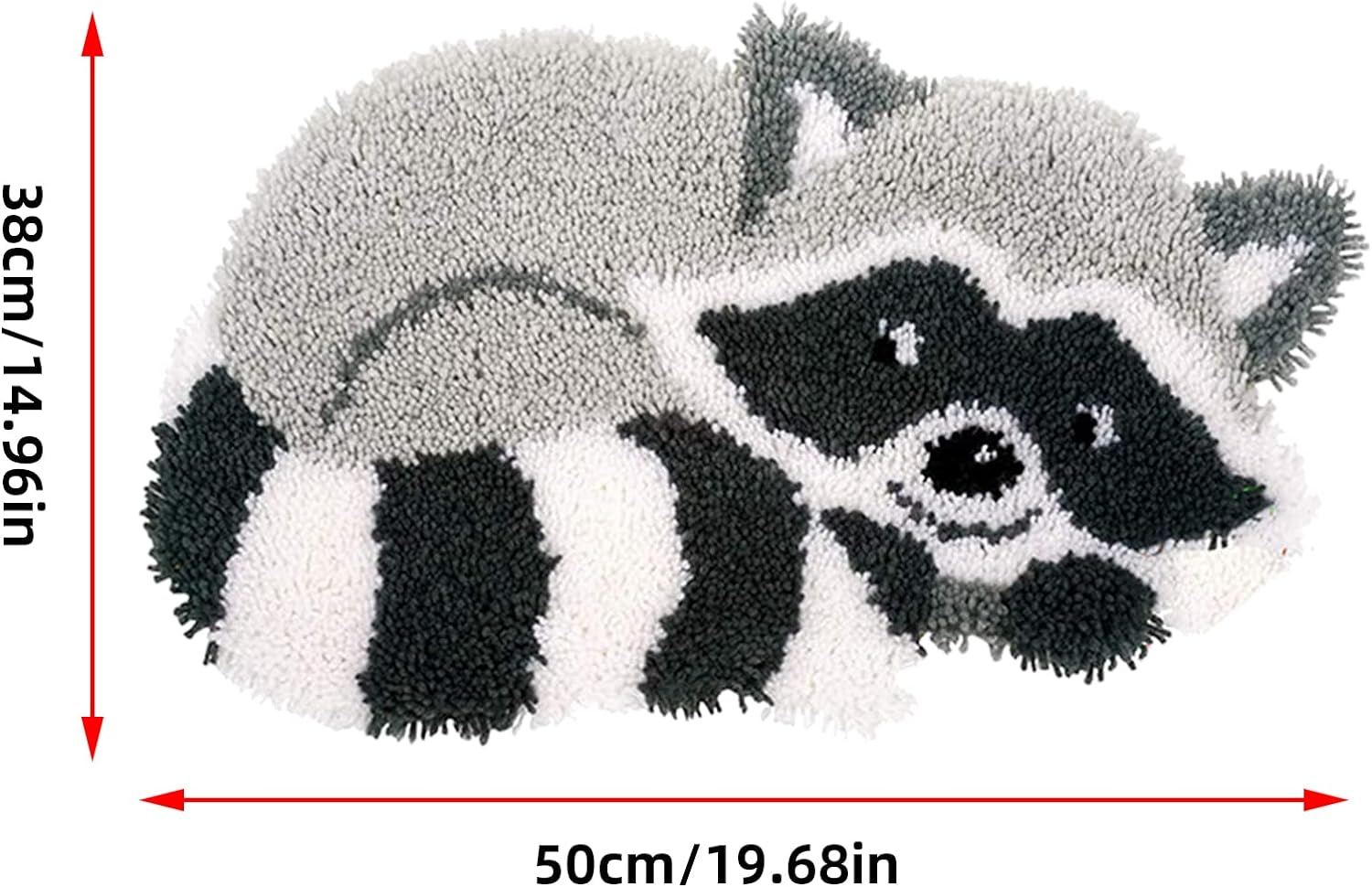 Gift2U Latch Hook Rug Kit for Adults Beginner, 3D Raccoon DIY Handmade Crochet Yarn Kit Animal Pattern Paint Embroidery Cushion for Home Decoration, 20X15 Inch image number 2