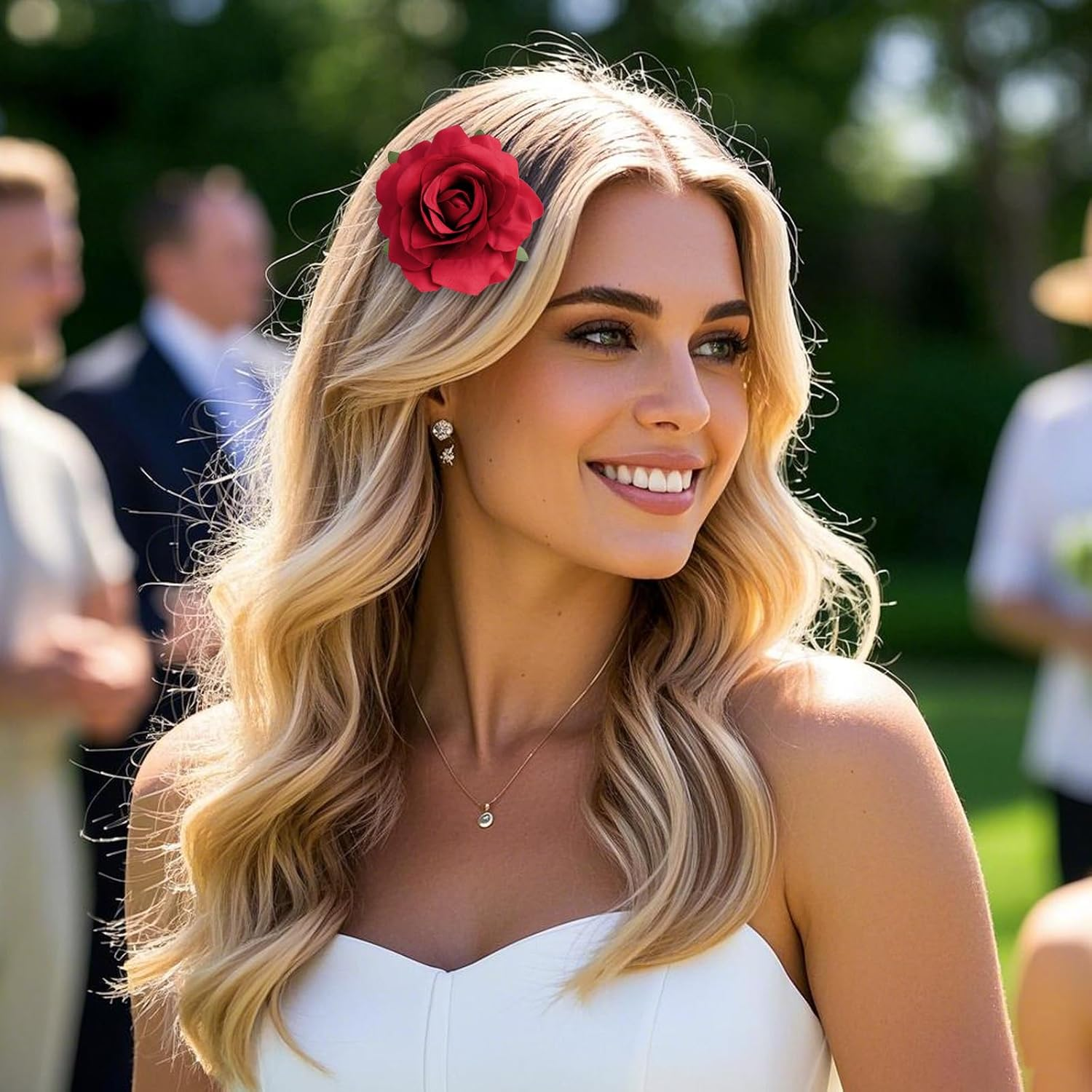 Fsfsdg 4 Pcs Rose Hair Clip Flower Hairpin Rose Brooch Floral Clips for Woman Girl