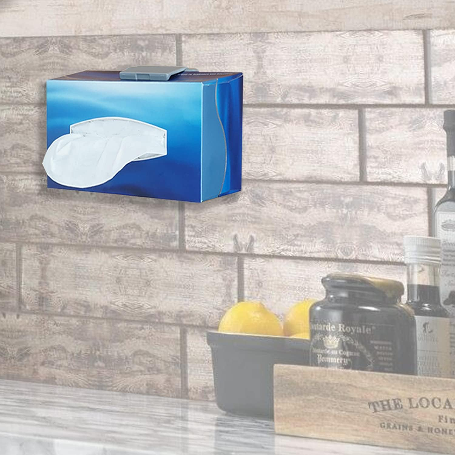 Tissue Box Holder, TFY Kitchen Wall Mount Compatible with Facial Tissues and Other Napkin Paper Boxes (White)