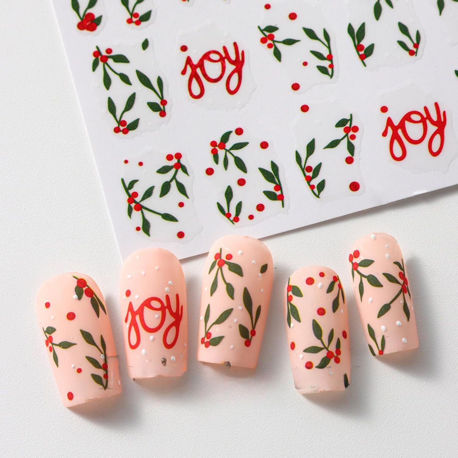 6 Sheets Christmas Design Nail Art Stickers 3D Self-Adhesive Designer Nail Decals Colorful Bow Reindeer Gingerbread Man Snowflake Nail Decoration DIY Manicure Tips for Women Girls (Merry Christmas) image number 6