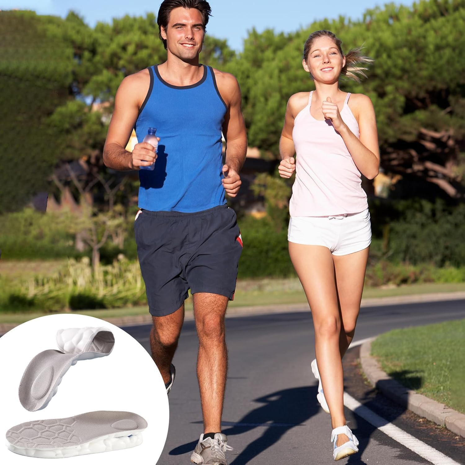 Sport Insoles Ultra-Soft Latex Insoles for Men & Women - High Elasticity, Shock Absorption, Sweat-Absorbing, Thickened Comfort for Running Training Hiking Orthotic Comfort Insoles for Sneakers L(EU 43-44)