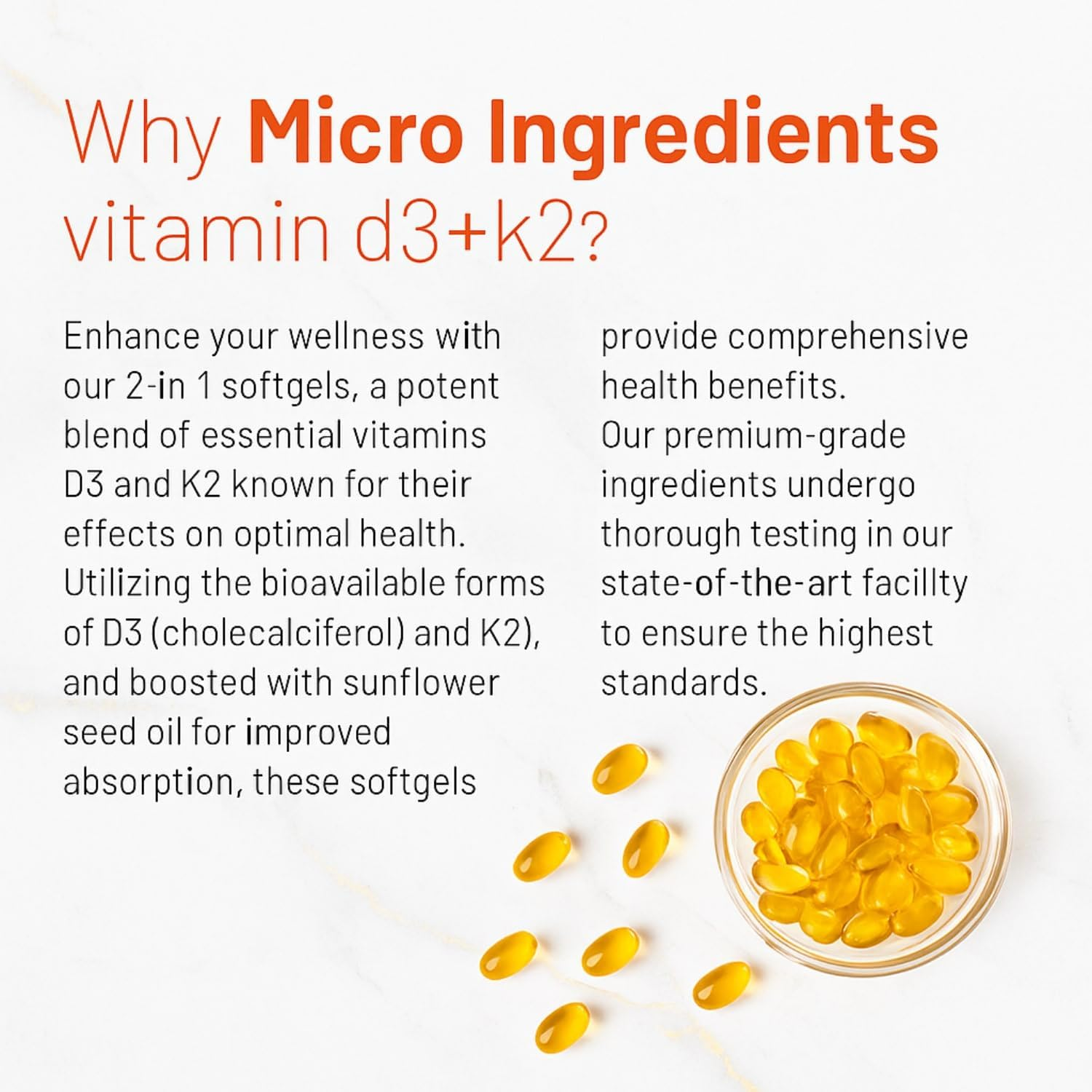 300 Vitamin D3 + K2 Supplement | 5000 IU D3 + 100 Mcg K2 | 1 Capsule per Day | High Strength 2-In-1 Formula | Enhanced Absorption with Coconut Oil | Non-Gmo by Glowbelly image number 4