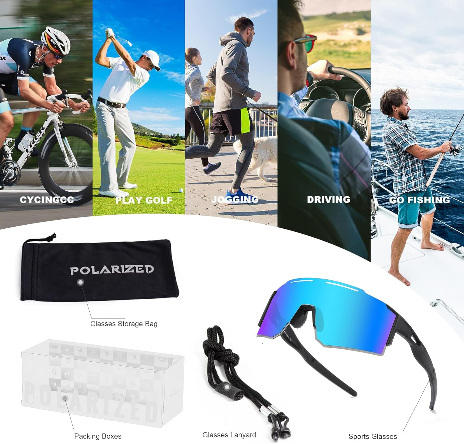 Sports Cycling Polarized Sunglasses for Men and Women, UV 400 TR90 Protection Sunglasses for Cycling, Skiing, Driving image number 2