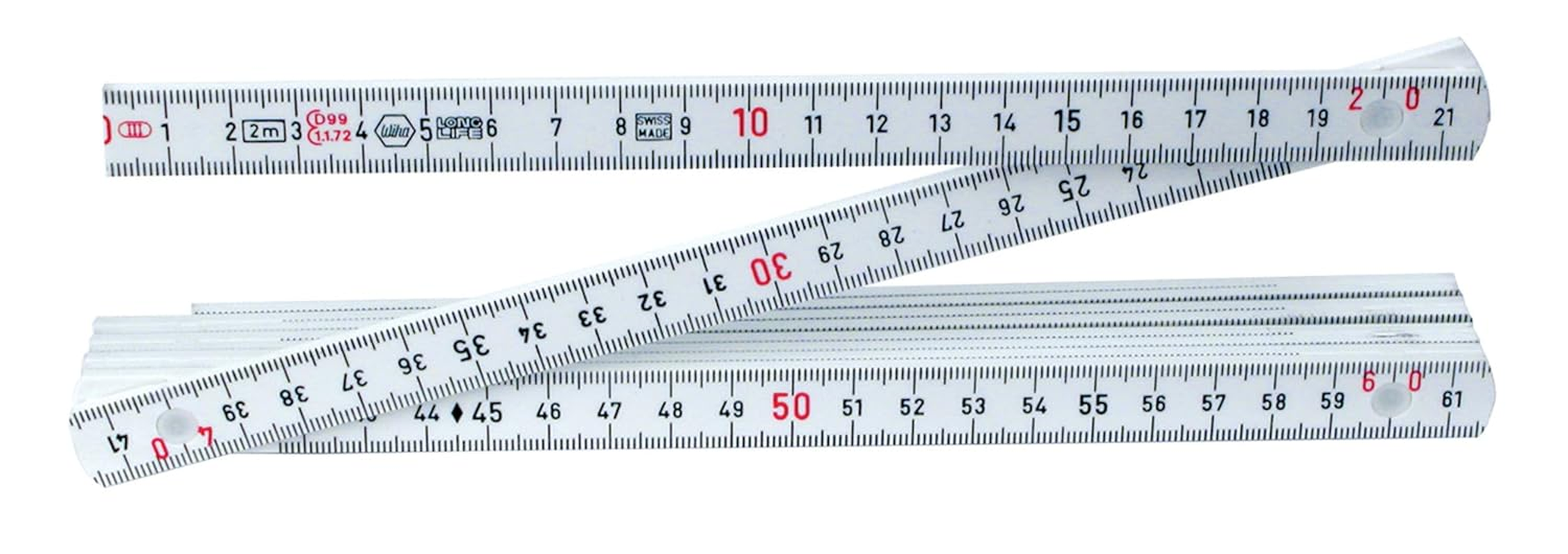 Wiha 61602 Maxiflex 2 Metre Metric Folding Ruler, outside Reading