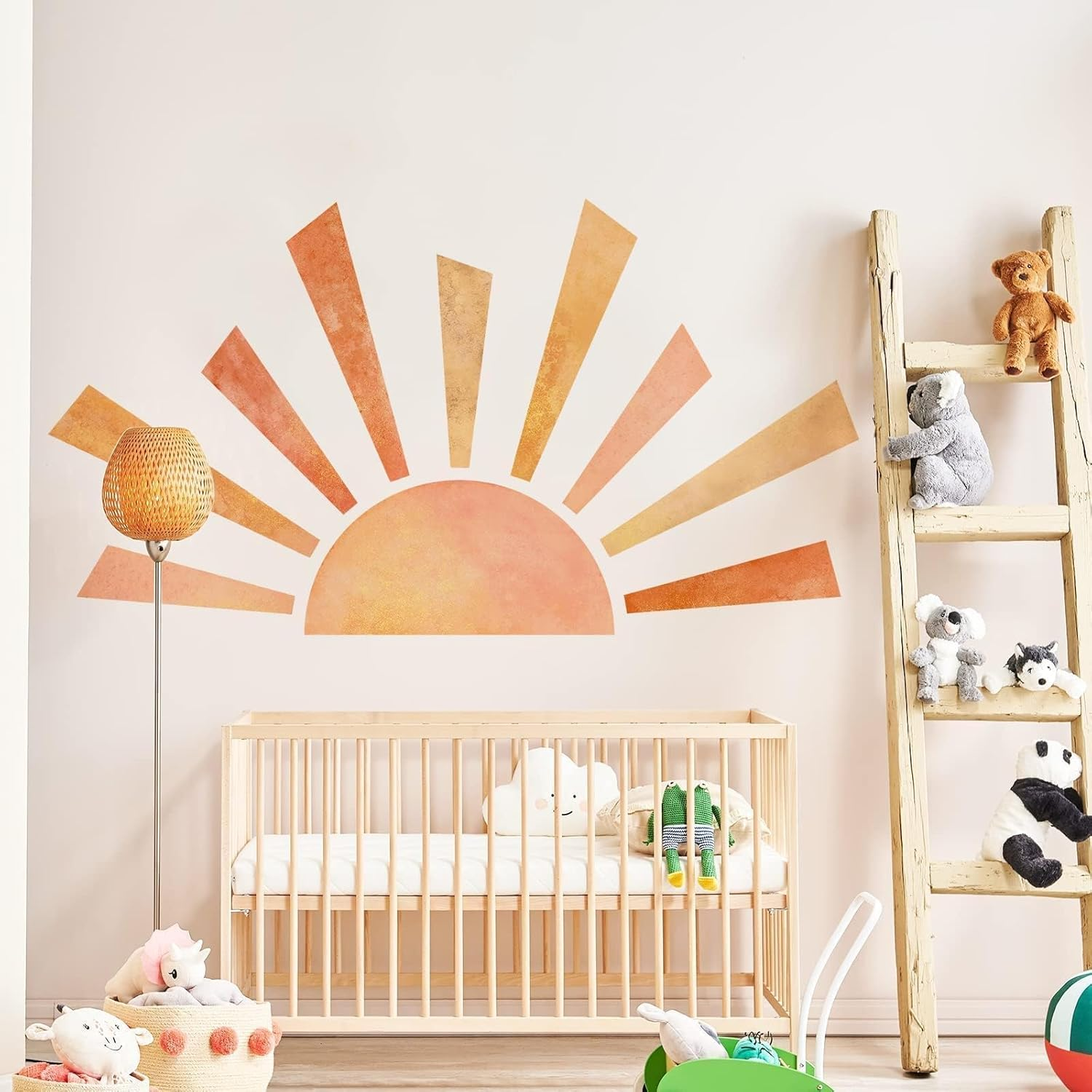 Denylo Pro 42.1X23.6 Inch Boho Half Sun Wall Decal Large Wall Decal Sunshine Wall Stickers Vinyl Wall Decals Removable Peel and Stick Wall Stickers for Nursery Kids Room Playroom Decor image number 2