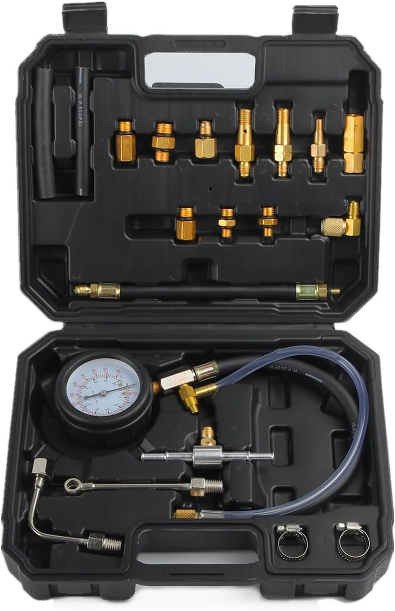 TU-114 Auto Fuel Pressure Gauge Tester Kit Gasoline Pressure Metersautomobile Instrument Testing Tool(Blue)