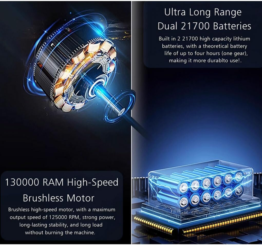 Turbofan Hair Dryer 110000 Rpm Violent Dust Removal Multifunctionl Buckle Compoent Making More Durablto Aluminum Alloy image number 3