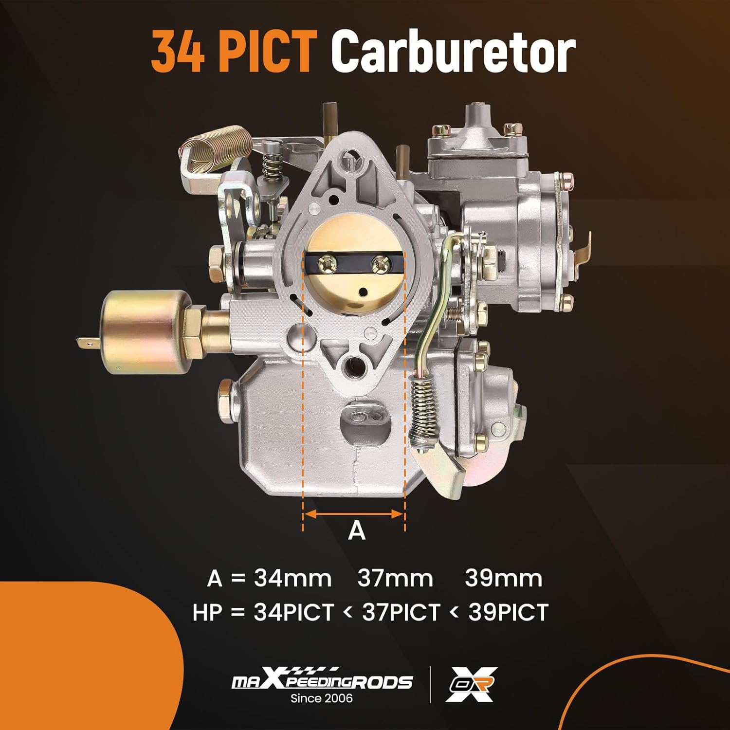 Maxpeedingrods 34 PICT-3 Carburetor 113129031K for VW Beetle/Super Beetle 1971-1979,Thing/Karmann Ghia/Squareback/Transporter, for Volkswagen Dual Port 1600Cc Air Cooled Type 1 Engine, Automatic Choke