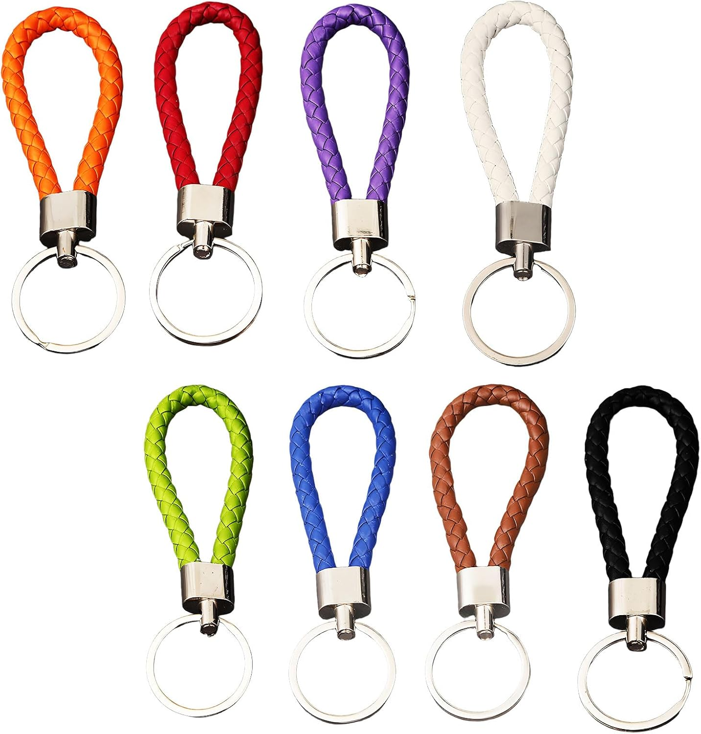 MYTOAU 8 PCS Braided Leather Key Chain,8 Colors Woven Key Ring, Handmade Weave Rope Keychain Car Motorcycle Simple Key Chaincar Door Key Chains for Ladies Men Kids image number 3