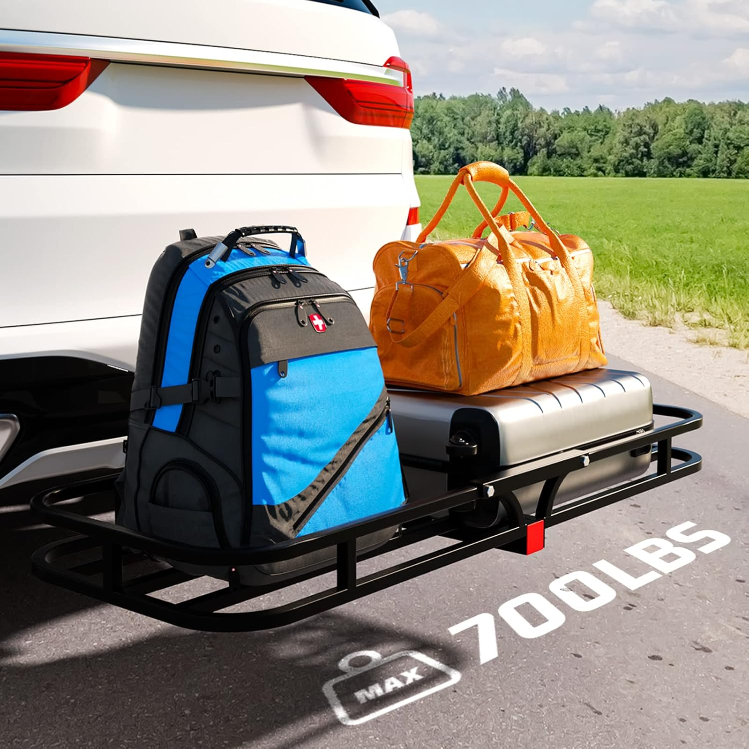 Hitch Cargo Carrier, 135 X 65 X 10.5 Cm, 200Kg Capacity, 2 Inch （5Cm） Shank，Black Steels image number 5