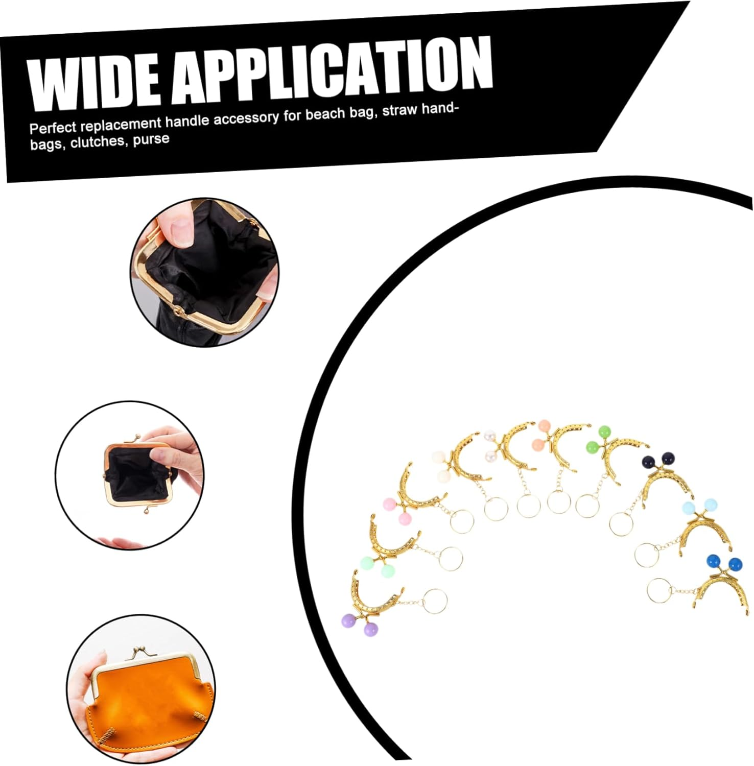 Anneome 10Pcs Keychain Wallet Purse Clasp Frame Handbag Clasp for DIY Purse Making image number 3