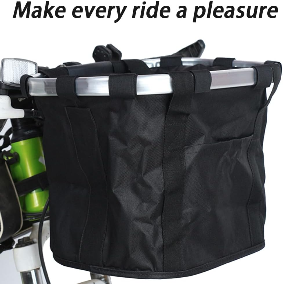 Black Bike Basket for Dogs and Small Pets &ndash; Foldable, Removable Carrier for Cats and Dogs, Quick Release Handlebar Mount, Easy Installation, Detachable Cycling Bag for Mountain, Picnic, and Shopping image number 2