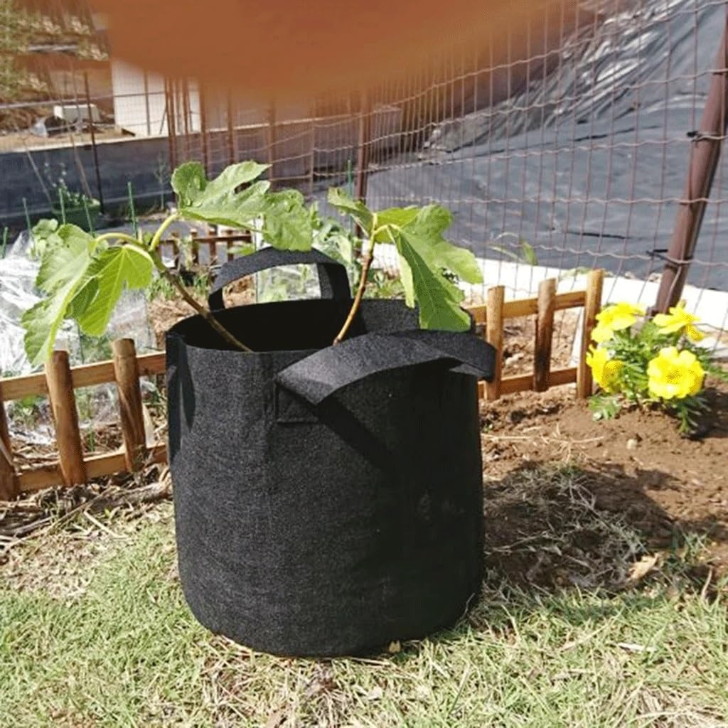 Grow Bags Felt Strong Plant Bag, for Gardening Fabric Grow Pot Vegetable Growing Planter Garden Flower Pots Garden Supplies (Color : Black, Size : 7Gallons 35X30Cm)
