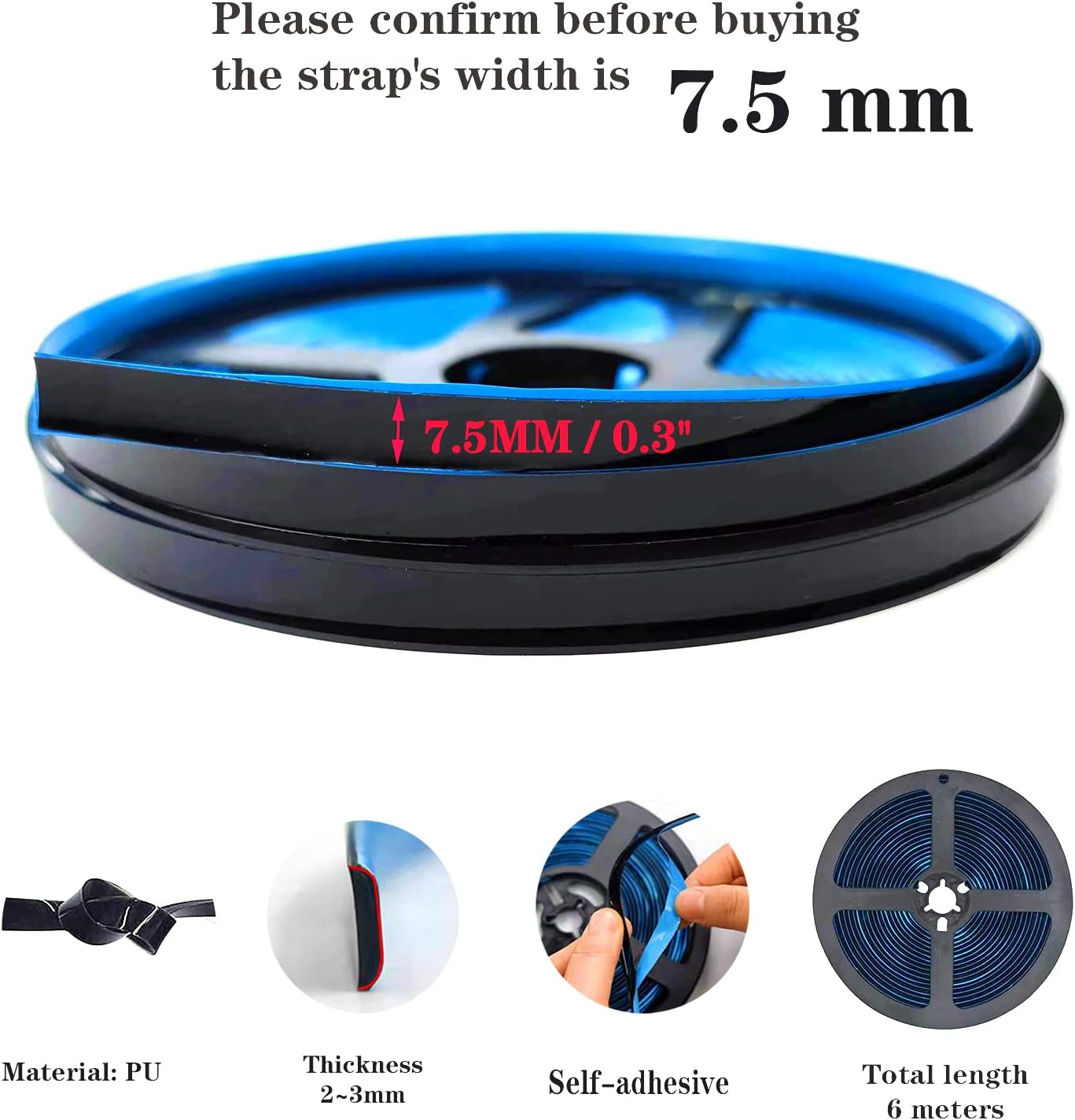 KEQKEV Ceiling Molding Peel and Stick, Flexible Trim Self Adhesive Caulk Strip for Stove, Sink, Toilet, Tile Edge, Wall Corner, Baseboard, Floor (Black) image number 3