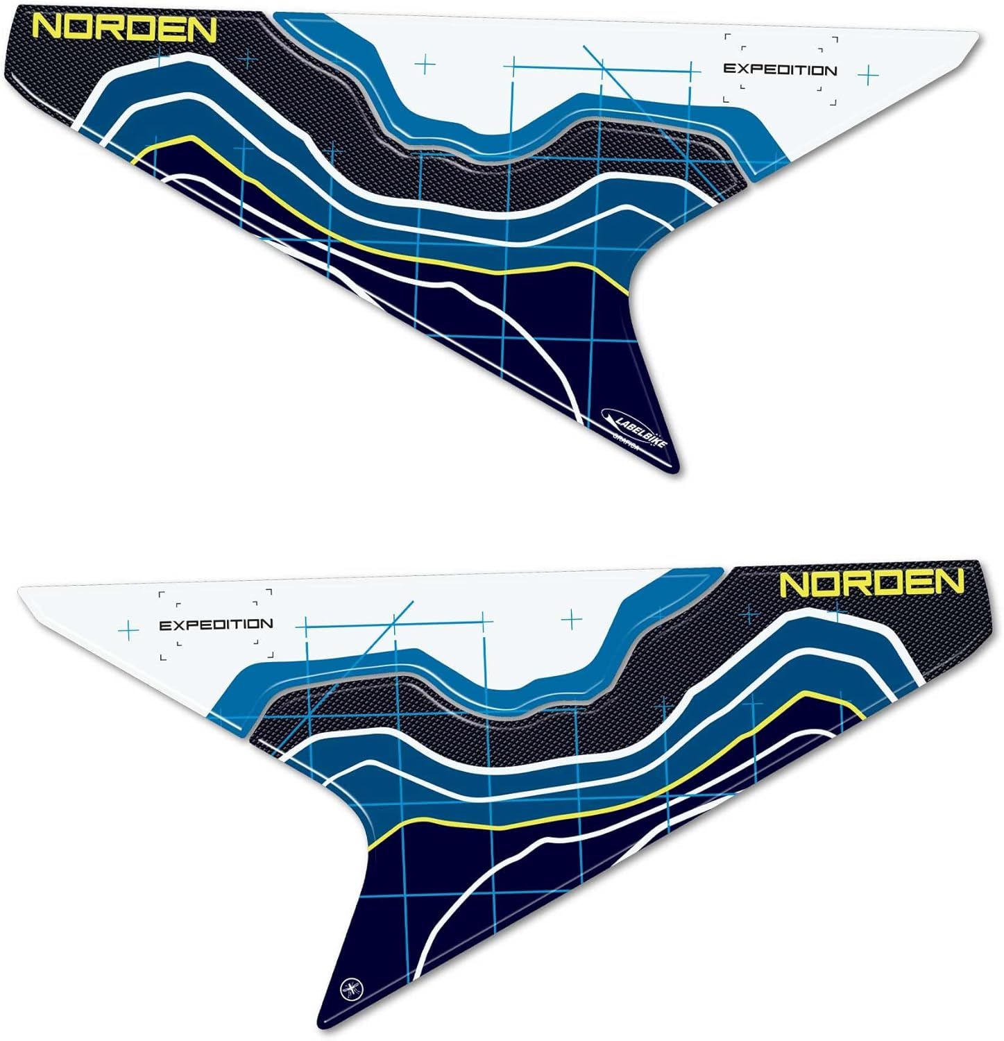 Labelbike - 3D Stickers Motorcycle Tail Side Decorations and Protections in Resin Compatible with Husqvarna Norden 901 2023 - Color Blue Carbon White Yellow