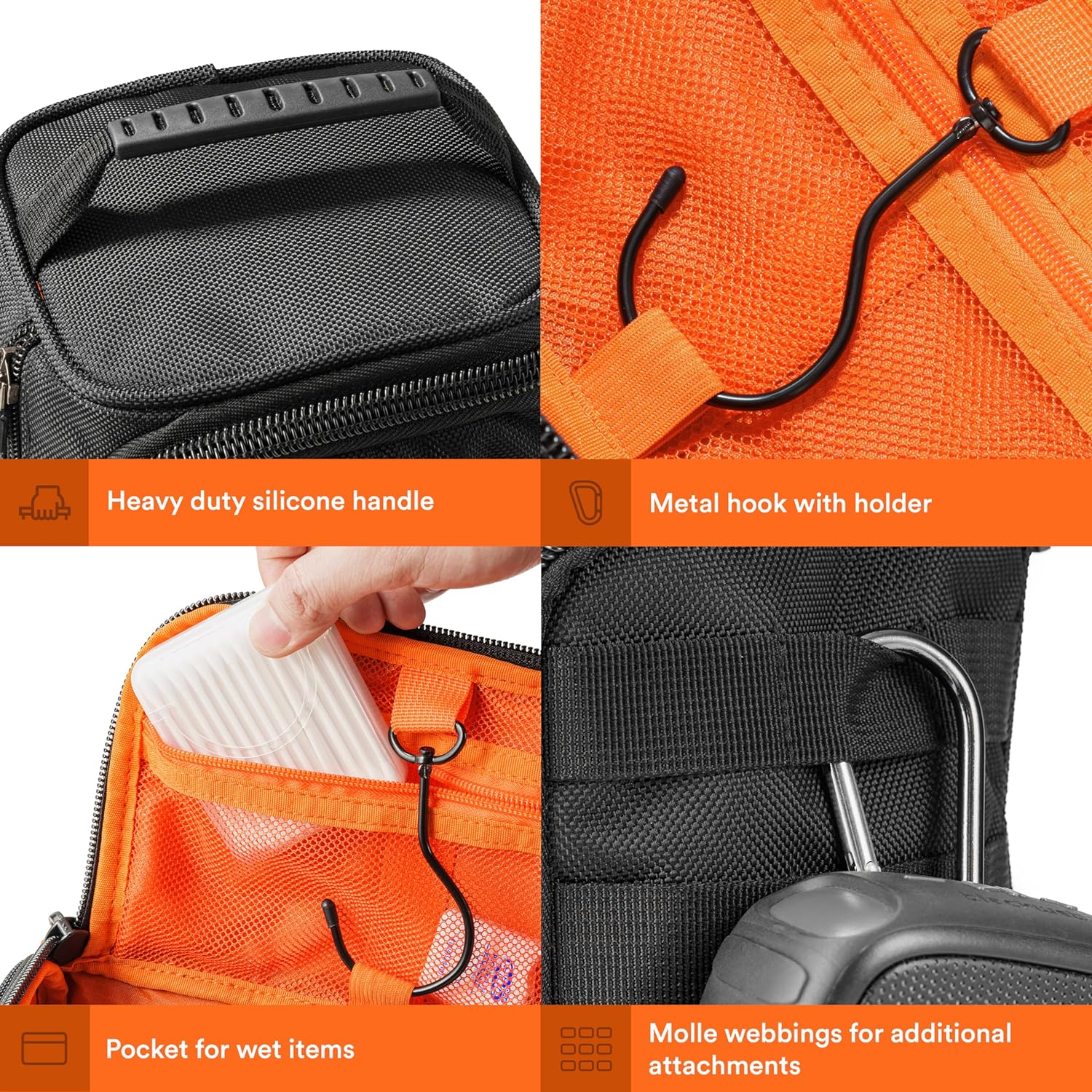 Fitdom Hanging Compact Toiletry Bag Tactical Dopp Kit Case for Men. Perfect for Travel & Storage. Fits Large & Small Cosmetic Makeup, Clipper, Toothbrush, Shower, Shaving & Grooming Care Organizer, image number 2