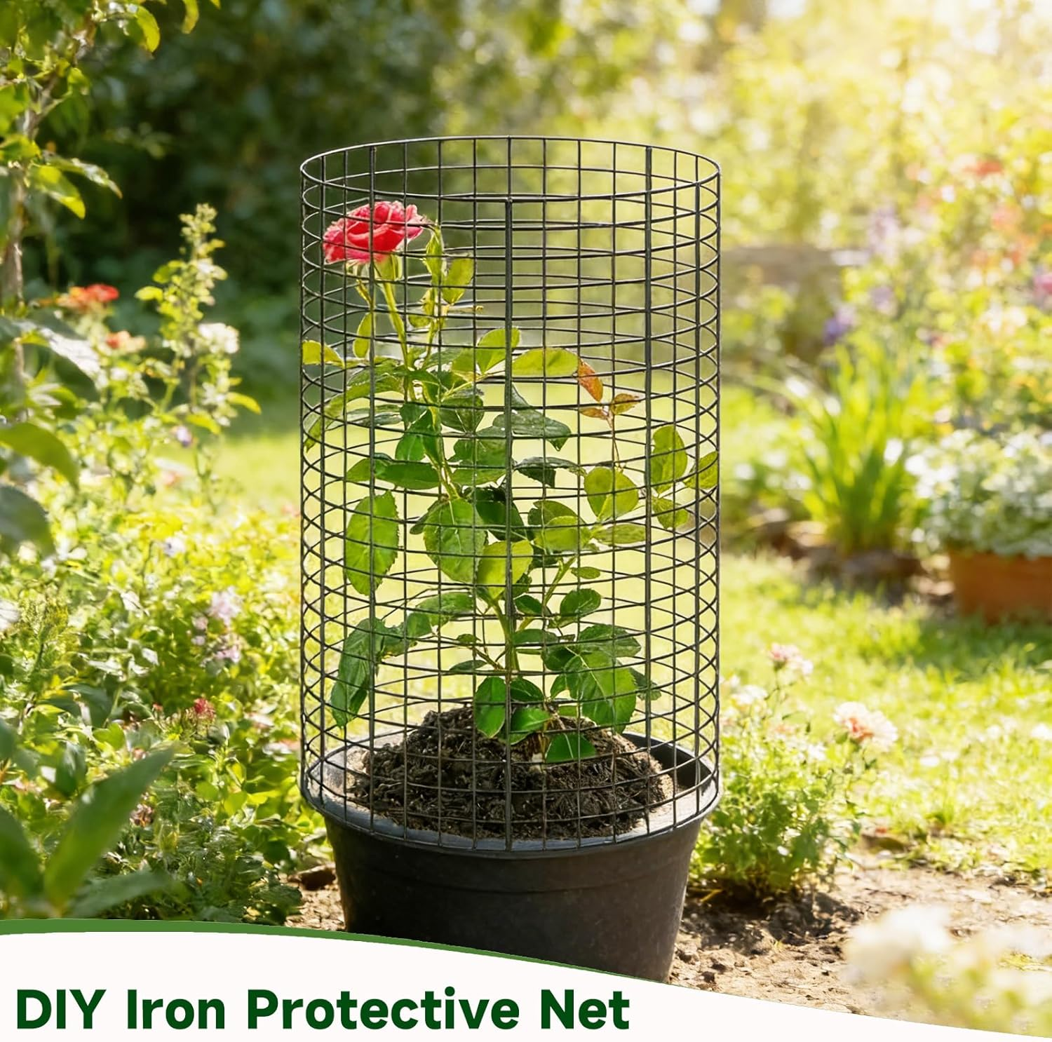 15 PCS 30Cm X 30Cm Garden Cloche Plant Metal, Plant Animal Protection Barrier with Ground Stakes & Nylon Ties, Garden Rabbit Fence for Vegetable Patch Fruit Cage image number 2