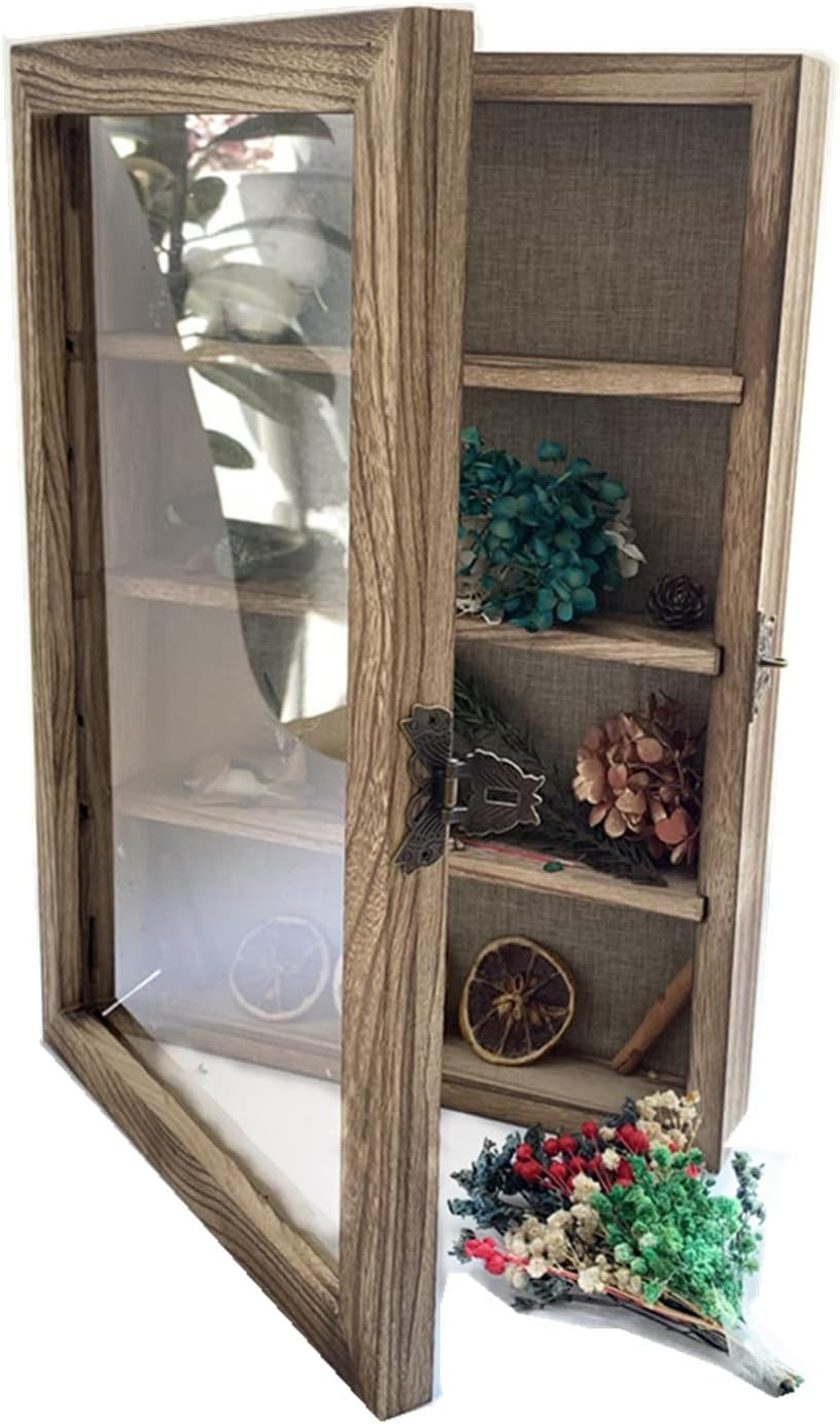 WANLIAN Shadow Box Frame with Acrylic 11X16&ldquo; Wooden Shadow Box Display Case with 3 Detachable Shelves & Linen Back, Wall-Mounted Deep Display Box Picture Frame for Photos Memorabilia (White)