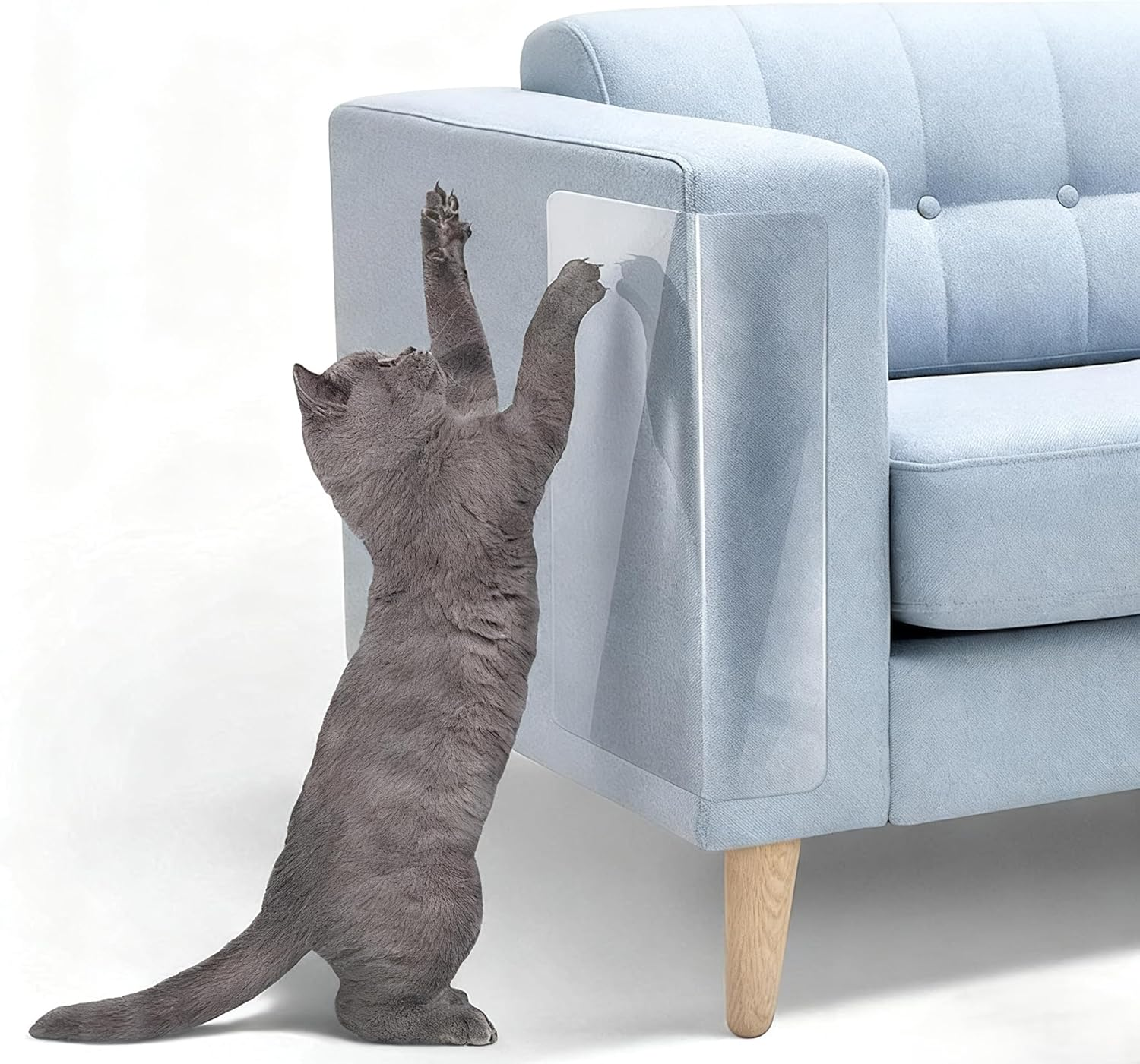 Tonsitian Cat anti Scratch Tape Transparent Furniture Protector, 30Cm X 5M Wear and Scratch Resistant Cat Scratch Deterrent Sticky Paws Tape for Carpet, Sofa, Couch, Door image number 3