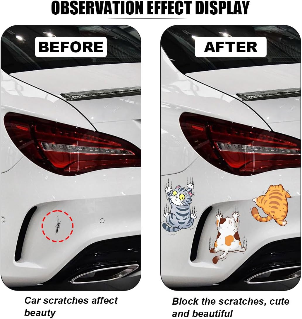 Scratch Cat Vinyl Car Sticker Decal, Climbing Cat Scratch Cover Funny Bumper Decal, Three Cute Cats Decoration Scratch Repair Sticker for Auto Truck Motorcycle Wall Window (Medium) image number 4