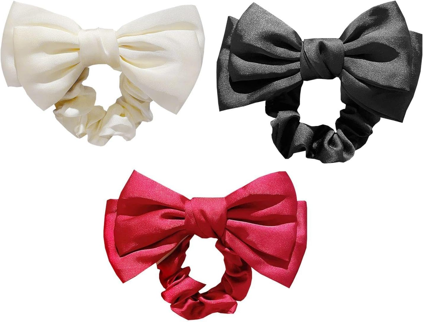 Pack of 3 Bow Hair Ties, Simple Hair Accessories, Cute Hair Accessories, Durable Elastic Hair Ties, Hair Fixing Tools image number 4