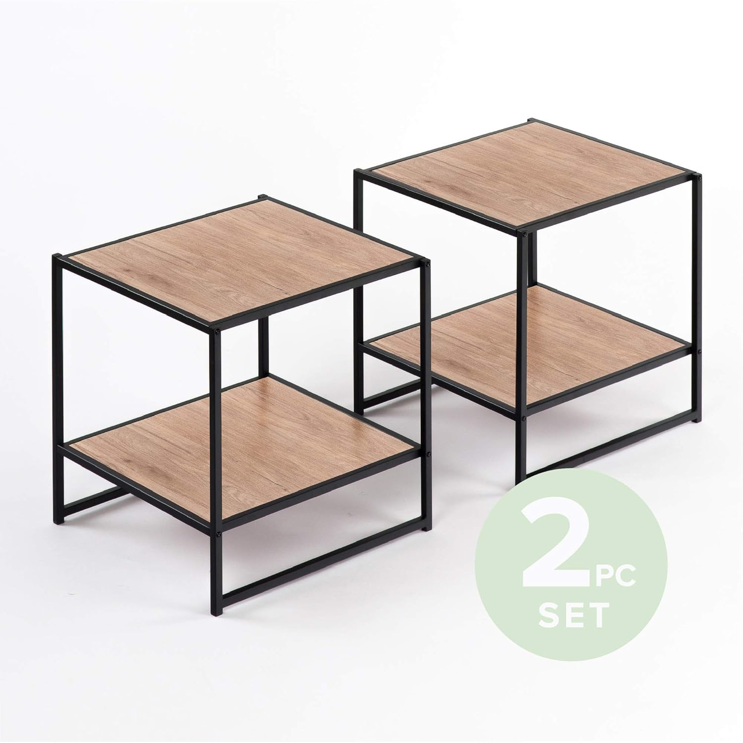 Zinus Modern Studio Set of Two Bedside Tables Cherry Brown Nightstands Durable Industrial Sidetables for Bedroom or Living Room image number 4