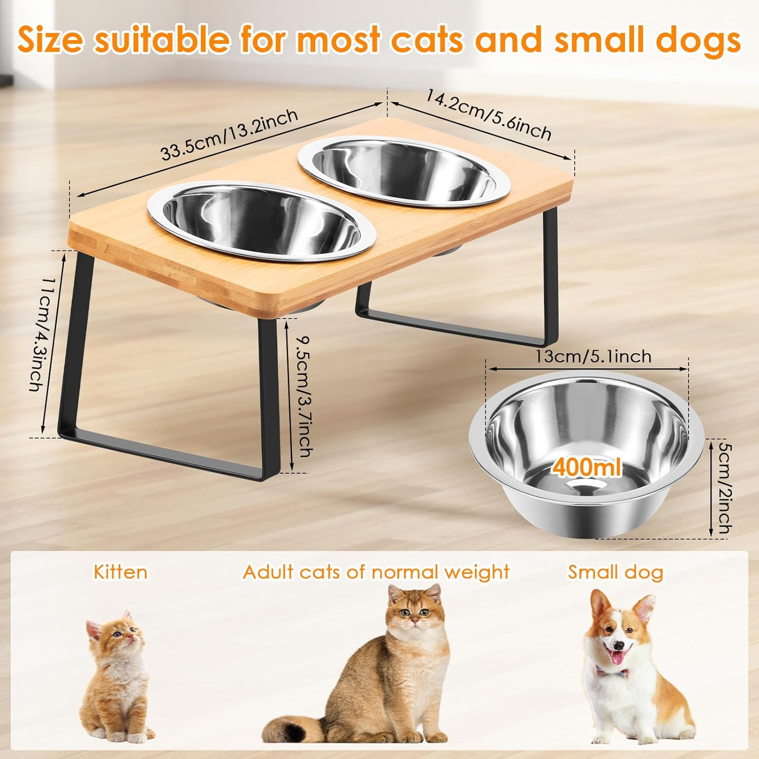 Elevated Dog Food Bowl Easy Install 15&deg; Tilted Cat Food and Water Bowl Stand Raised Puppy Feeding Stand for Cat Dog image number 4