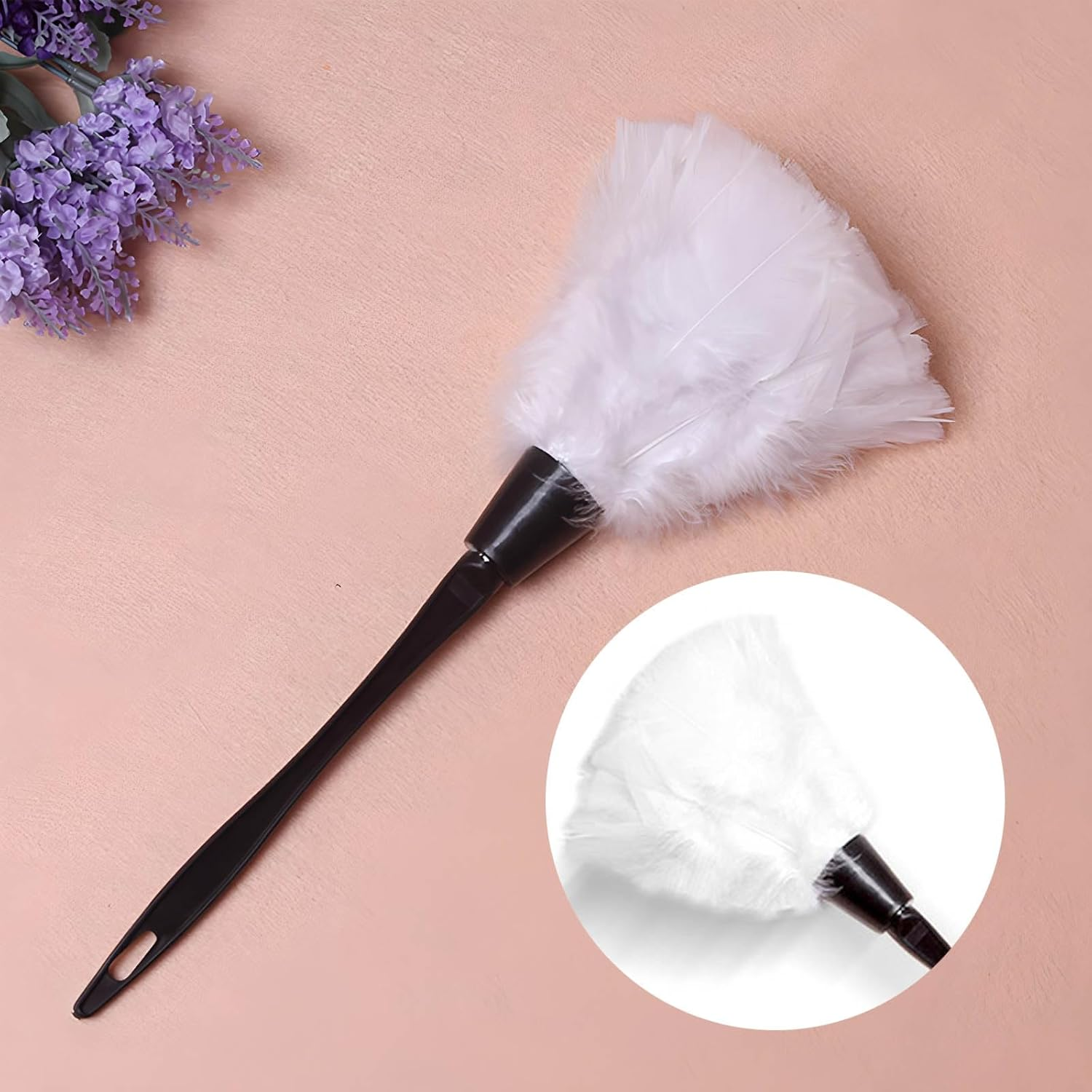 Feather Duster White, 25 CM Premium Genuine Feather Duster with Handle, Anti-Static Dusting Brush for Home,Car,Furniture & Screen Cleaning image number 2