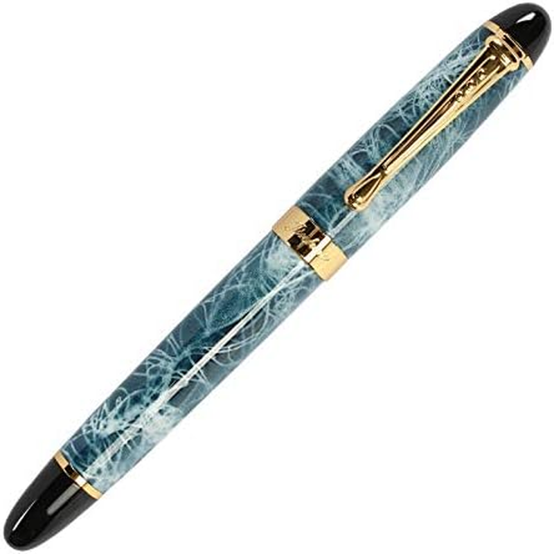 Jinhao X450 Blue Marble Fountain Pen, Medium Nib Gold Trim 16 Styles