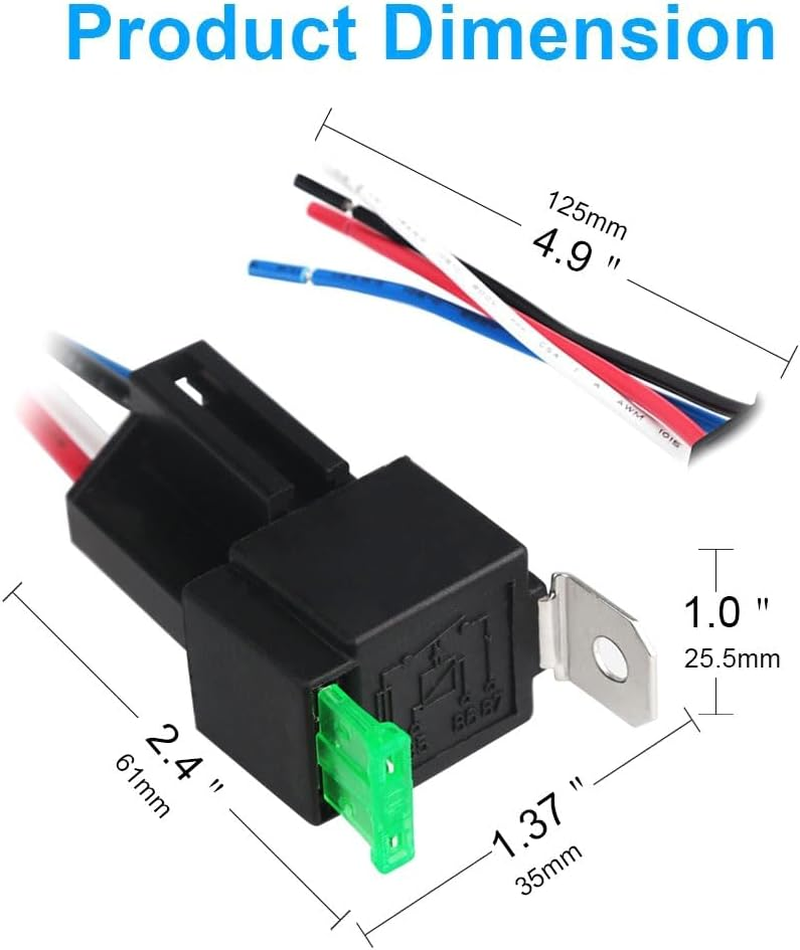 6PCS Copper Terminal Auto Relay 30A Fused On/Off Car Motor Relay with Holder Socket On/Off Fused Relay 12V 4PIN