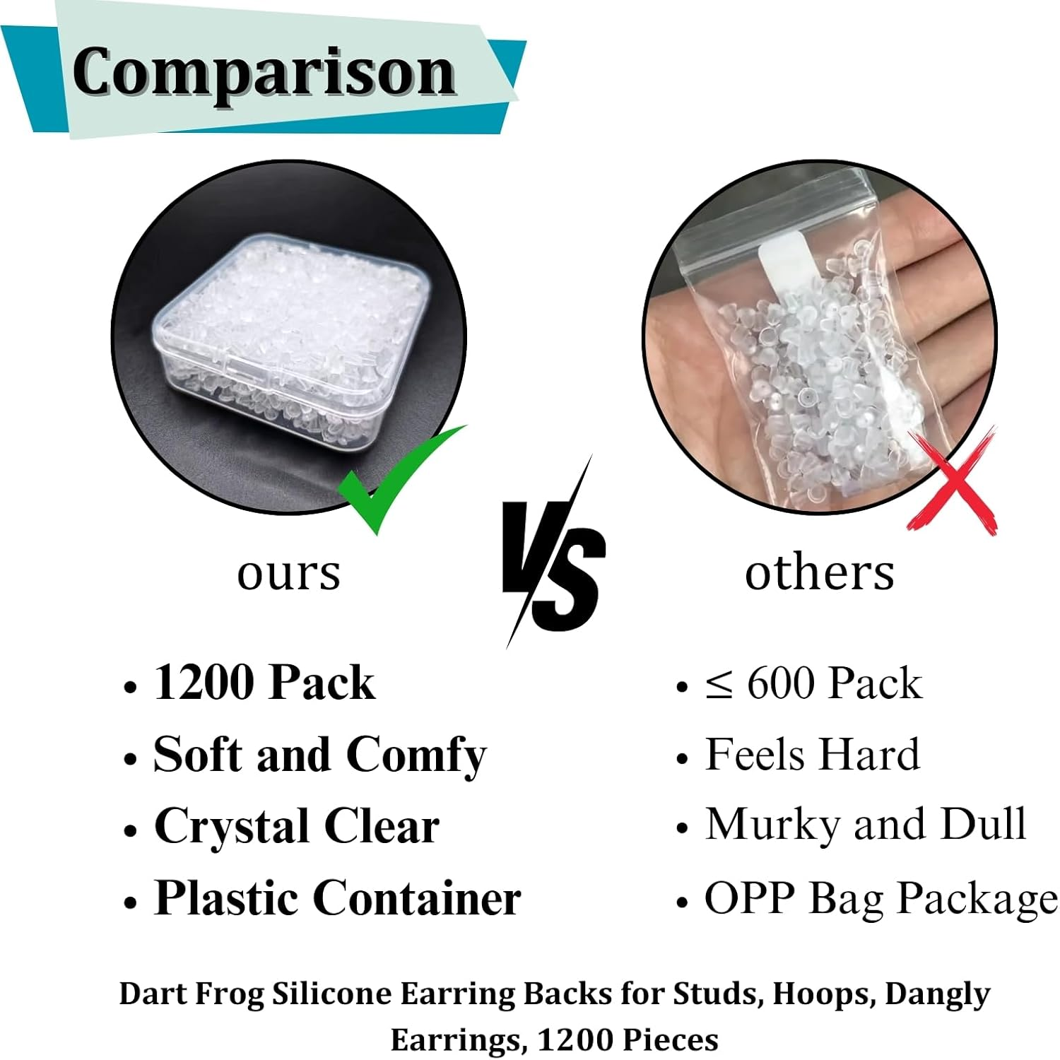 Dart Frog 1200 Silicone Earring Backs for Studs, Hoops, Dangly Earrings image number 5