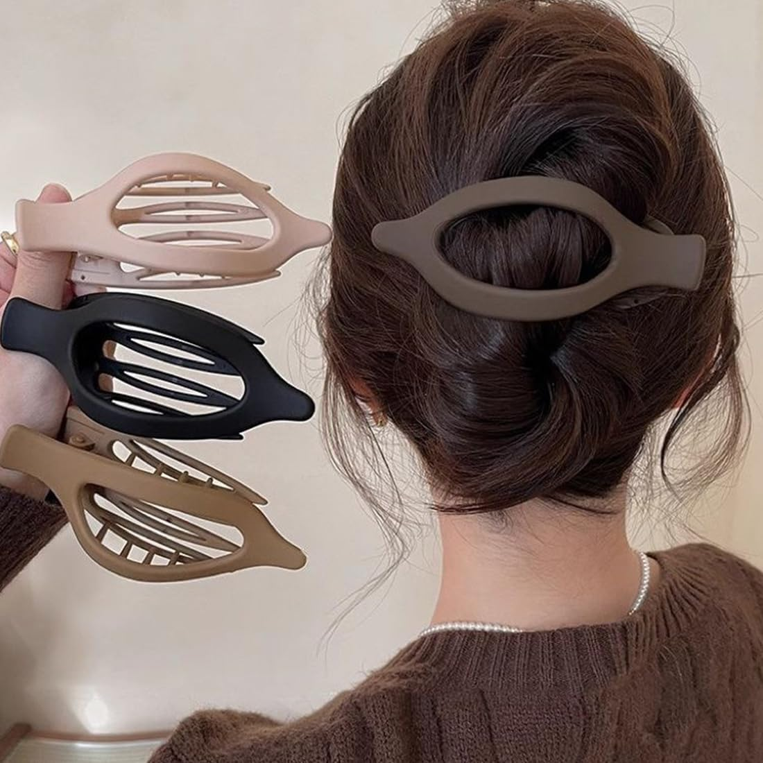 JYNVO Pack of 4 Women'S Hair Clips, Autumn Tones Hair Clips, Flat Hair Clip with Strong Hold, Flat Claw Clip for Thin Hair and Thick Hair image number 5