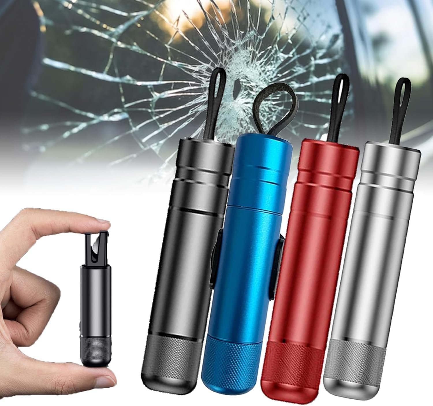 Car Safety Hammer Seatbelt Cutter, Car Window Breaker and Seatbelt Cutter Tool, Auto Rescue Escape Emergency Safehammer Punch, Safety Hammer Window Glass Breaker (Red+Black)