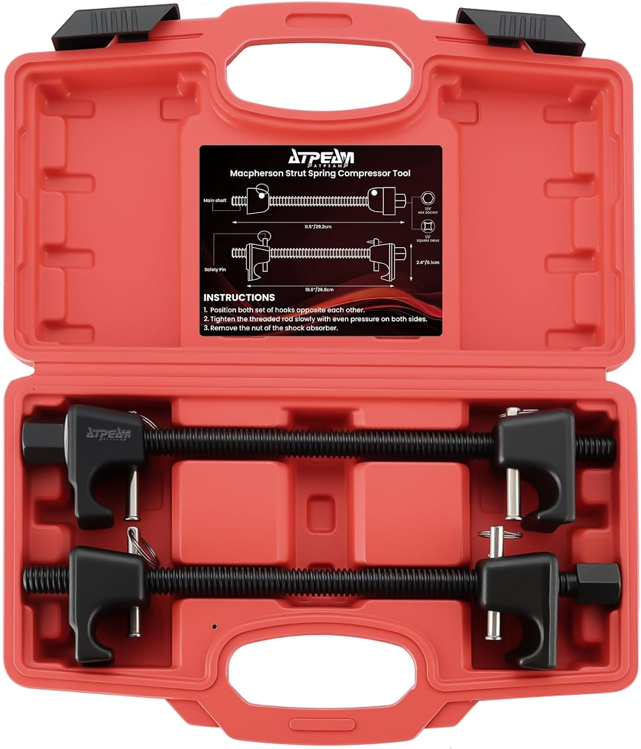 ATPEAM Macpherson Strut Spring Compressor 2Pc Heavy Duty Coil Spring Compressor Strut Remover Installer Tool, 13/16In Socket 1/2In Drive image number 5