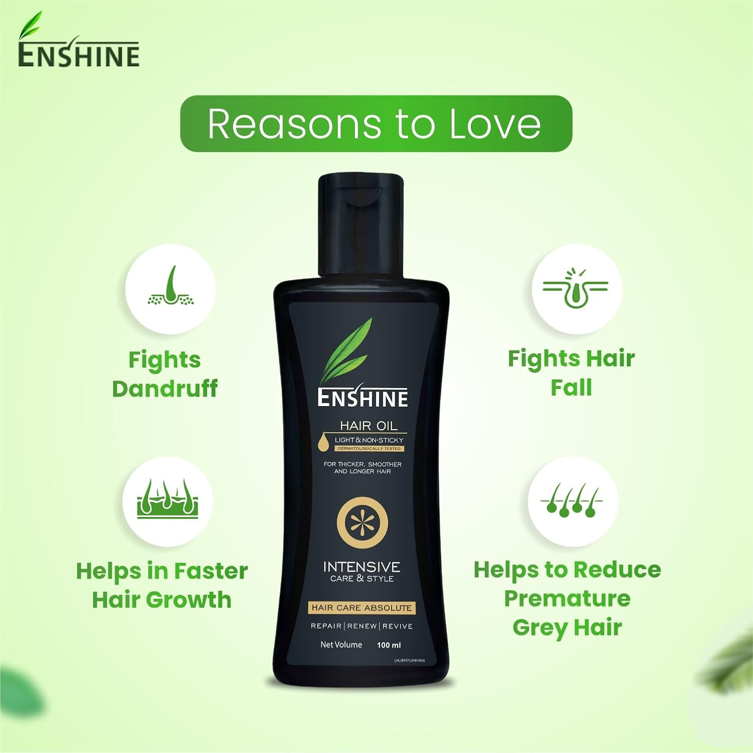 Enshine Medicated Hair Oil Combo Pack of 3 (100Ml Each) &ndash; Light and Non-Sticky | Free from Mineral Oil | Rich Blend of 21 Herbal Oils | Helps for Control Hair Fall and Make Dandruff Free Hair