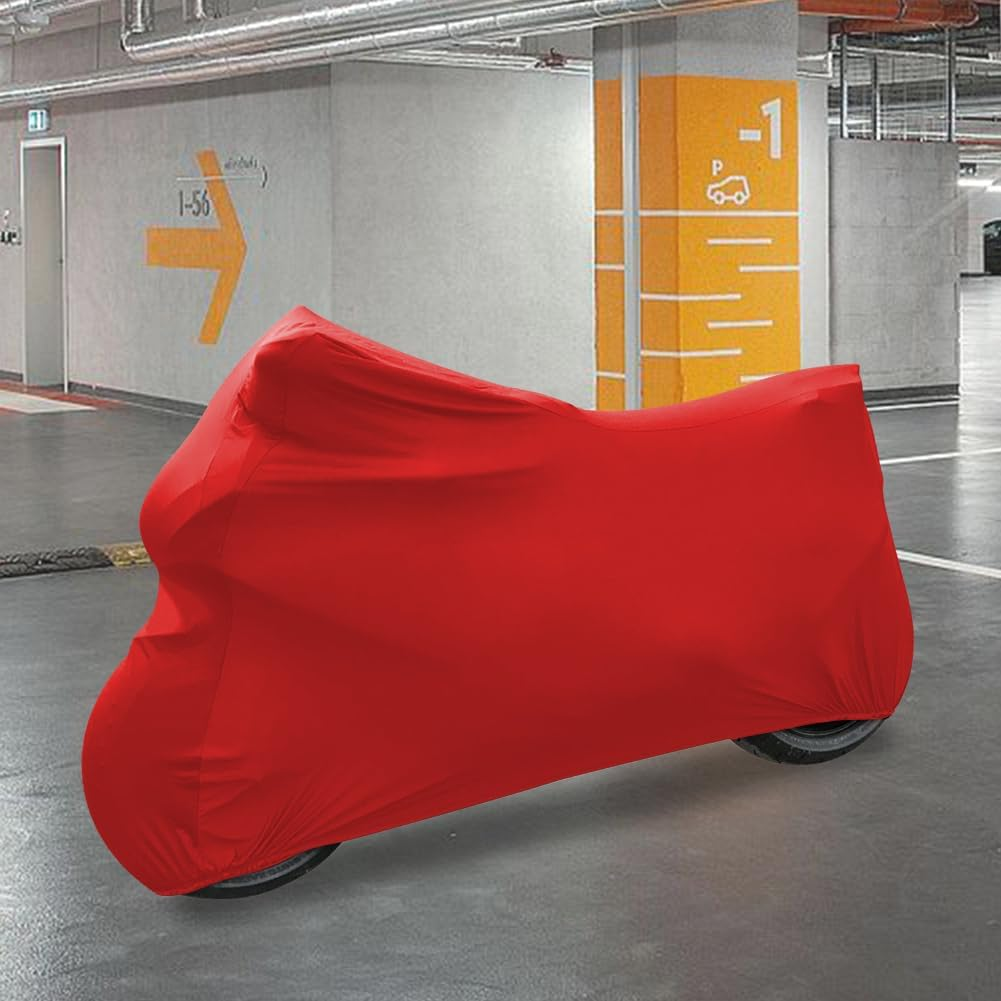 Indoor Motorcycle Cover Soft Stretch Dustproof Cover Compatible with All Motor, 96 Inches,Red image number 2