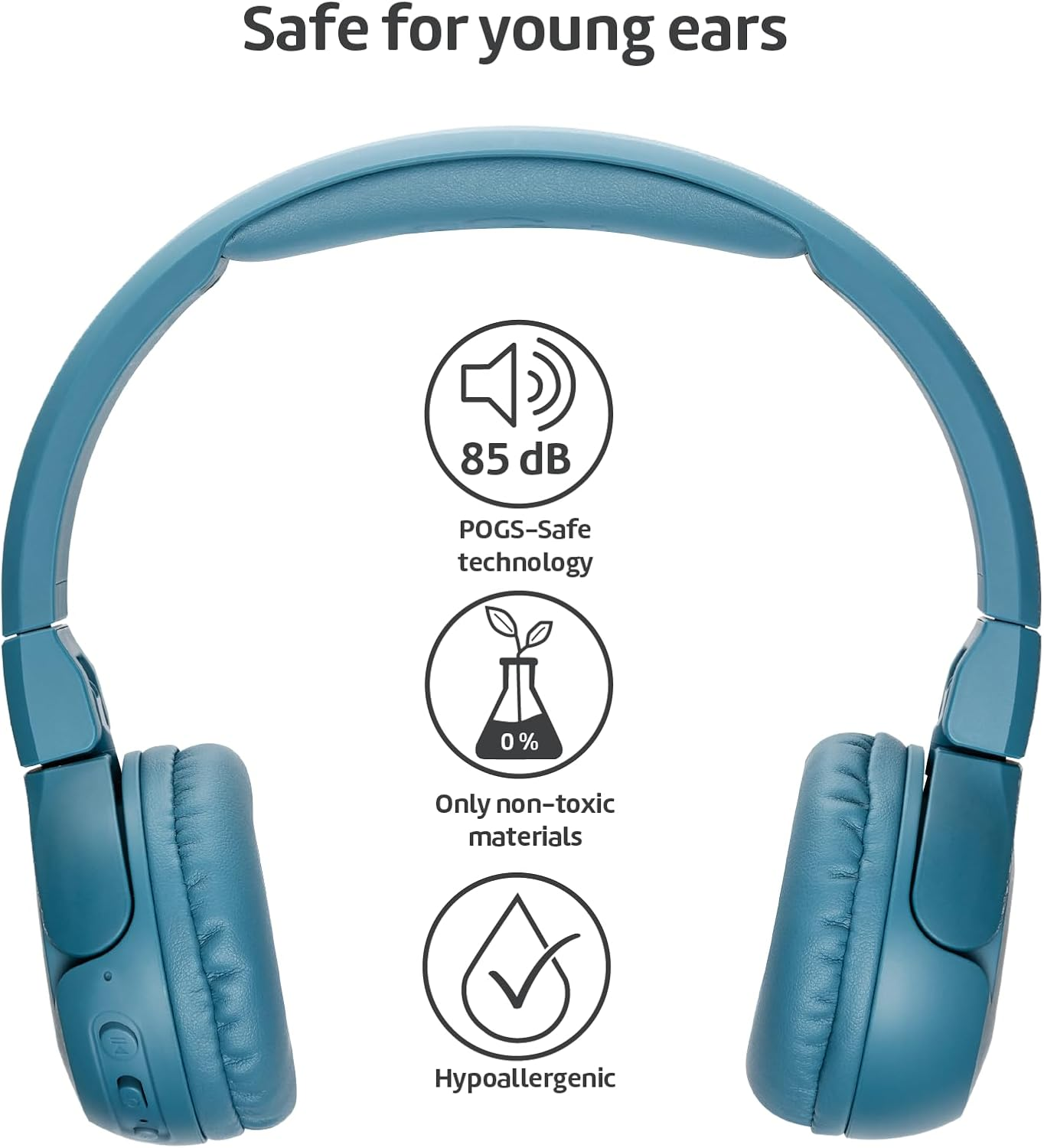 POGS Wireless Bluetooth Children'S Headphones | the Gecko 2 | Foldable Robust Children'S Headphones from 3 Years | Volume Limit 85 Db | Microphone | On-Ear | Wireless Music Sharing Function (Rblue) - Rgreen image number 7