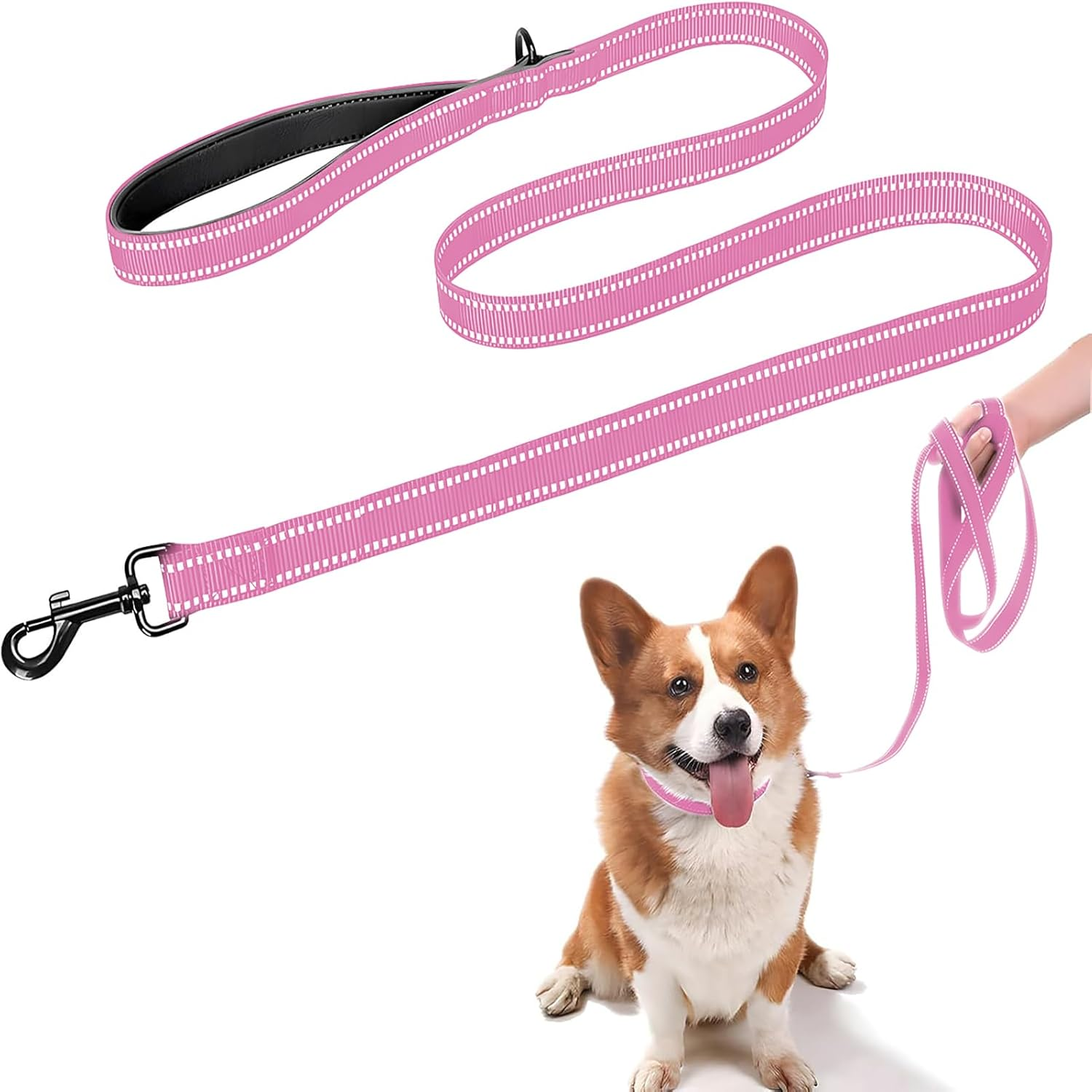 Dog Lead, Heavy Duty Dog Leash,1.5M X2.5CM Reflective Nylon Lead with Padded Handle, Dog Leash with D-Ring and Anti-Entanglement 360&deg; Rotating Hook for Small Medium and Large Dogs (Blue, 1.5 Meter)
