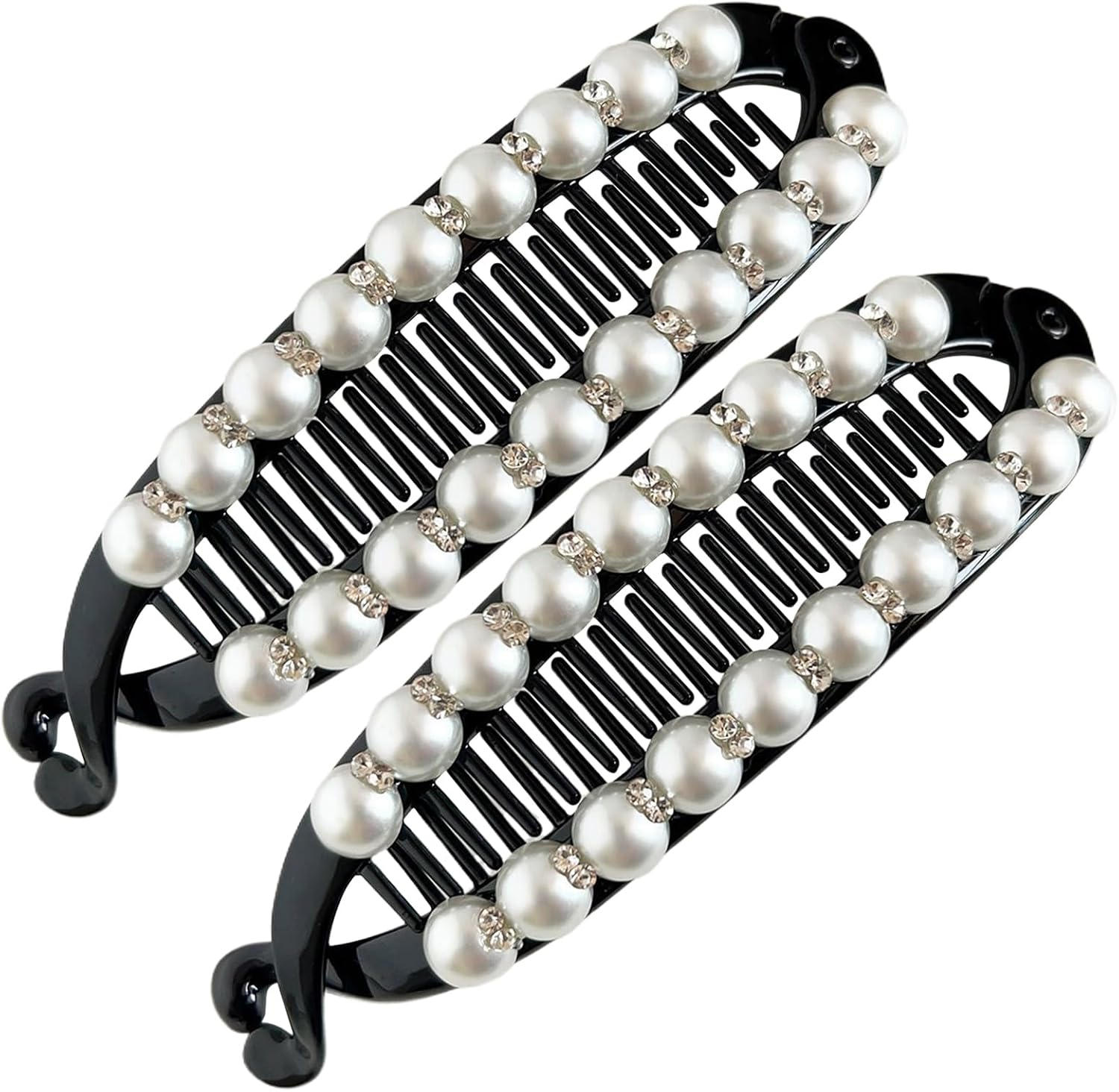 Banana Hair Clip - 2PCS Claw Clip for Thin Hair | Double Banana Clip Bullet Claw Clincher Comb | Strong Hold for Thick, Thin Curly Styles | Non-Slip Styling Accessories