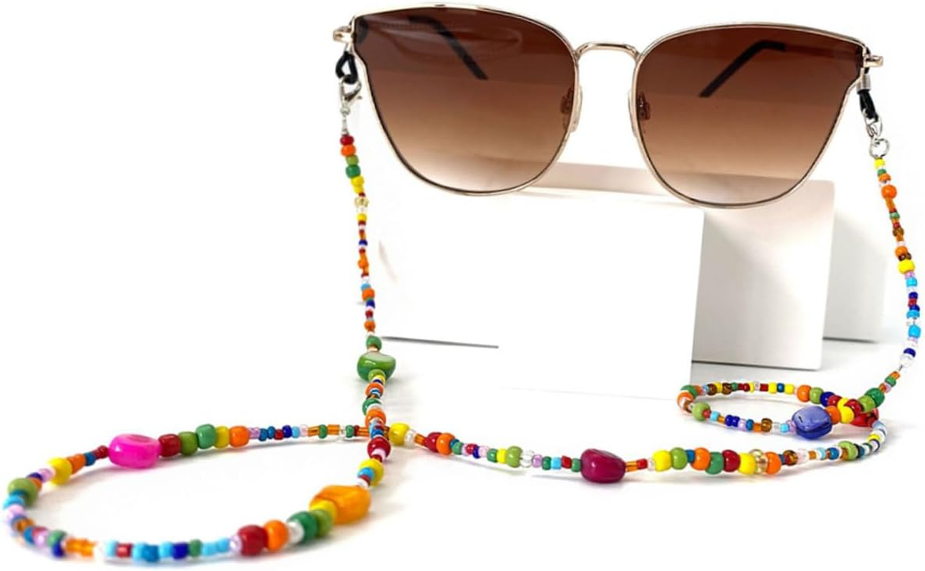 MERRYHAPY Colorful Beaded Glasses Chain for Women Boho Eyeglass Holder Necklace with Shell Accents Mask Lanyard for Sunglasses and Reading Glasses image number 2
